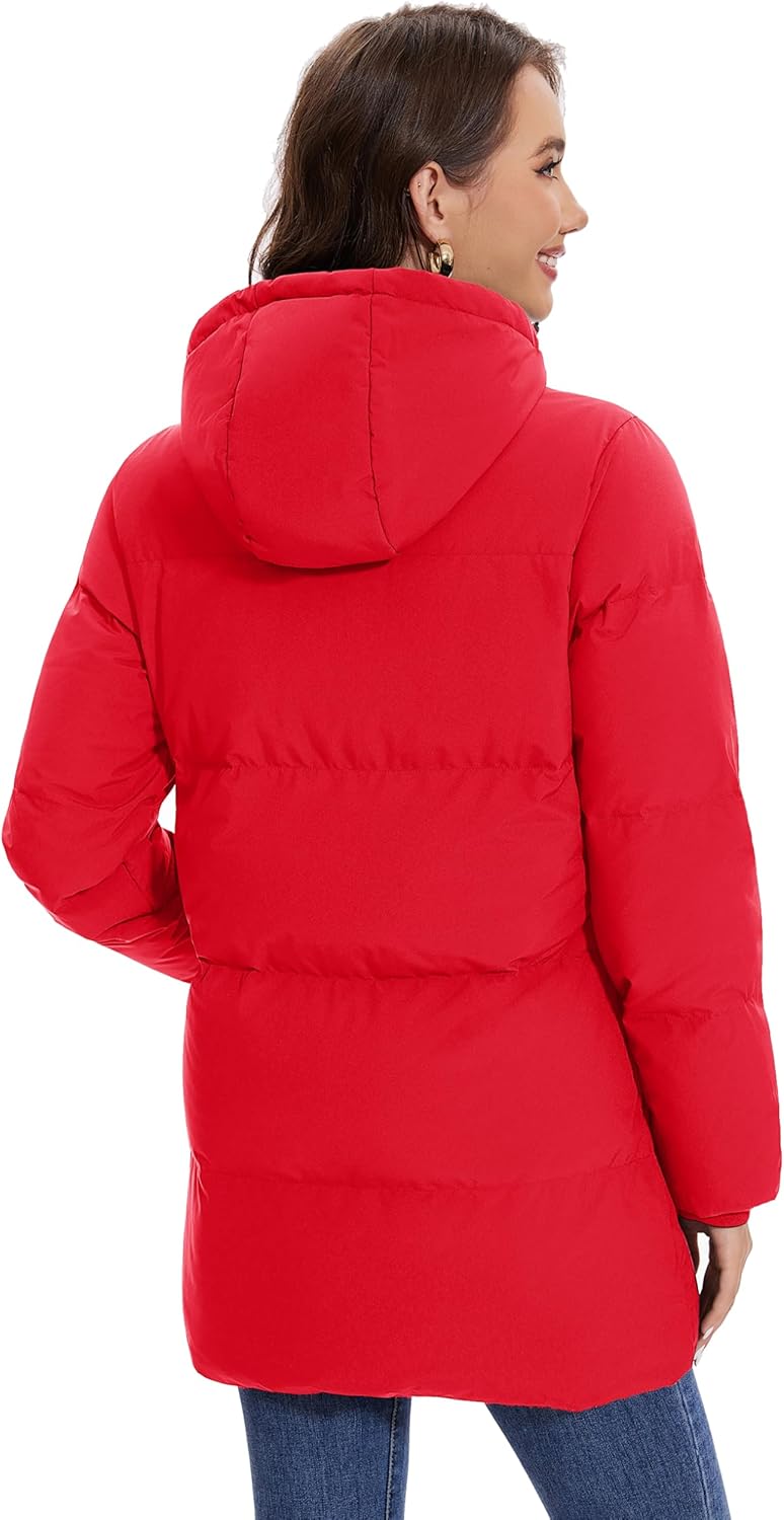 YUCOLEN Women's Down Jacket with Hood Parka Winter Coats Puffer Warm Jackets Waterproof Long Fashion Outwear - Image 2