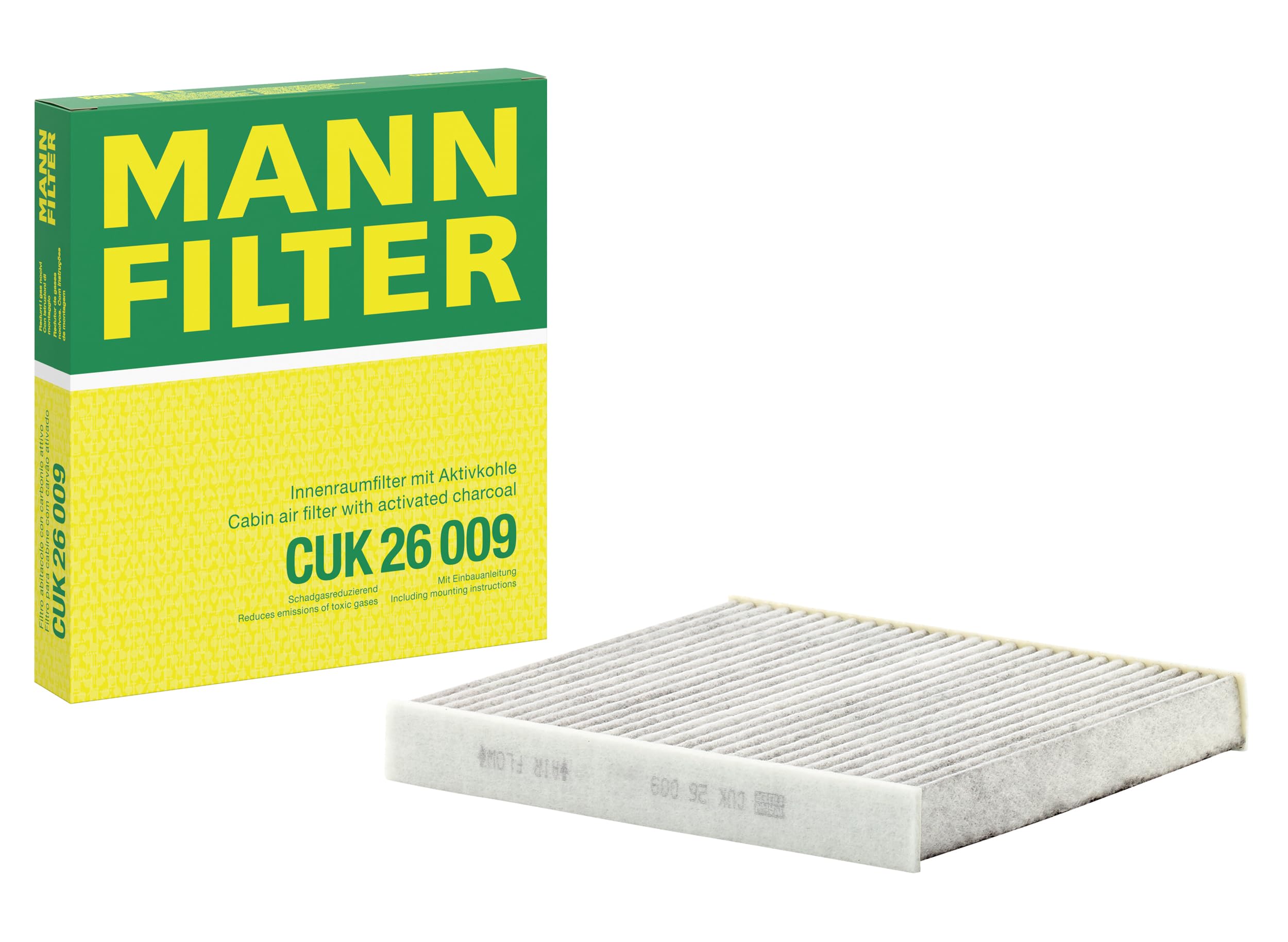 MANN-FILTERCUK 26 009 Cabin Air Filter - Pollen Filter with Activated Carbon - for Cars + Transporters