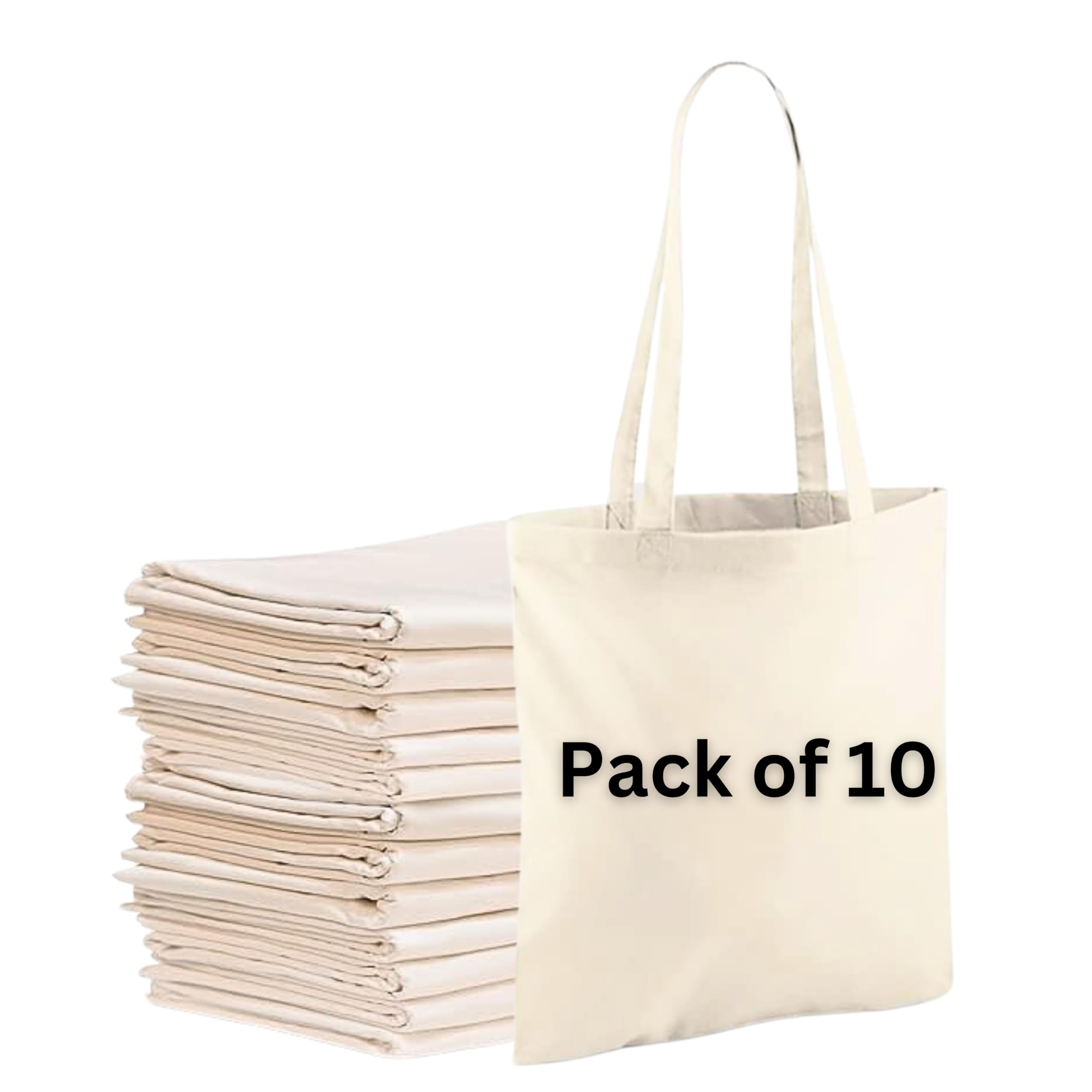 Cotton Tote Bags, Bulk Shopping Bag Cotton Bags, Multipack, 100% Cotton Canvas, Reusable Grocery Cloth Bag