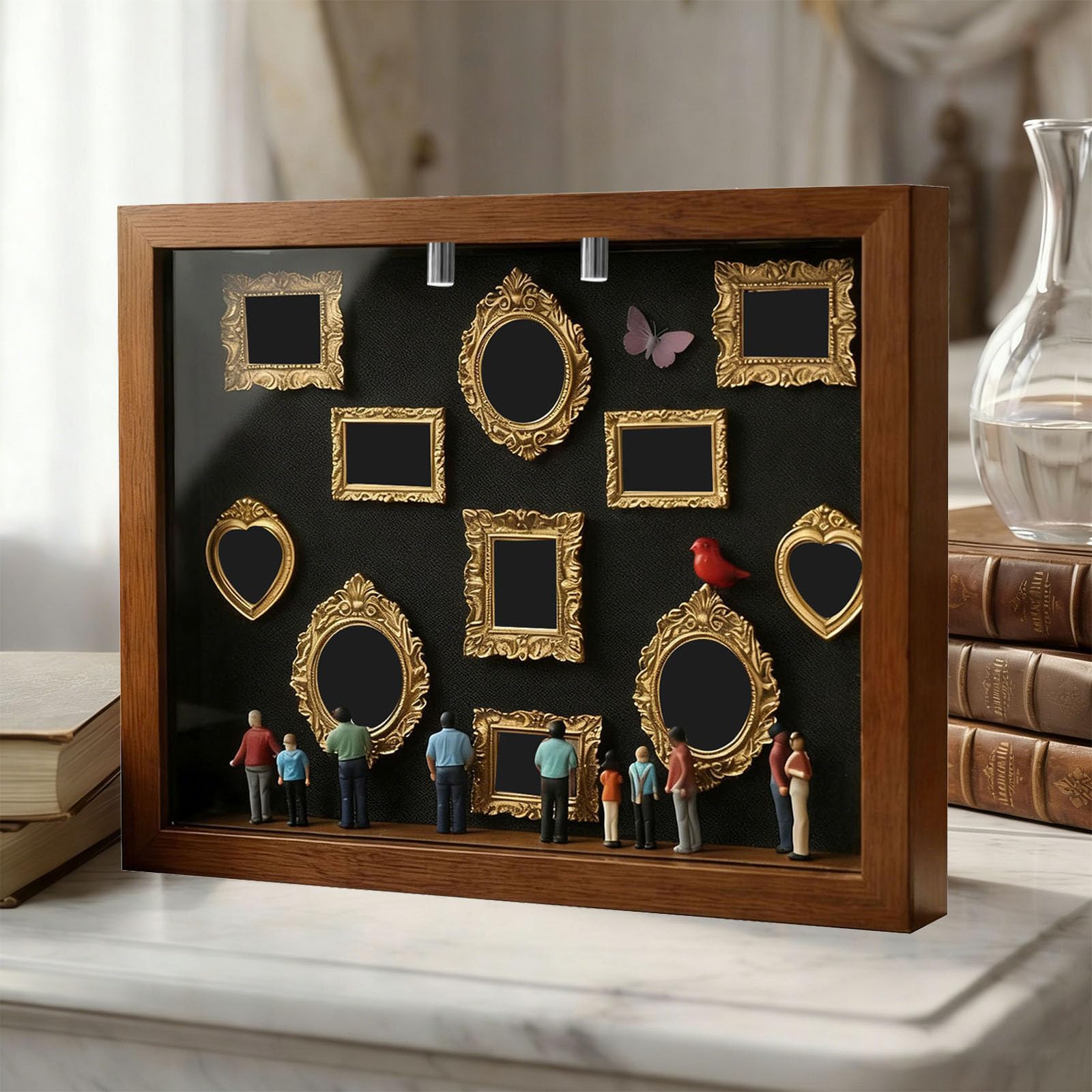 Diys Minis - Caja con silueta de museos para celebrar tu recuerdo único en estilos, marco de caja de sombras, personaliza la exhibición de fotos de bricolaje