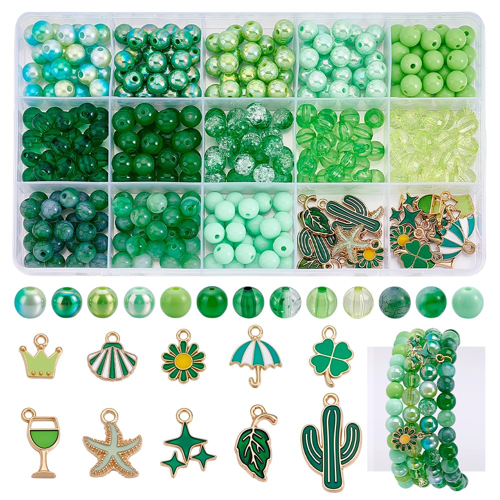 Breloques vertes de plage et pendentifs océan pour la fabrication de bracelets et colliers