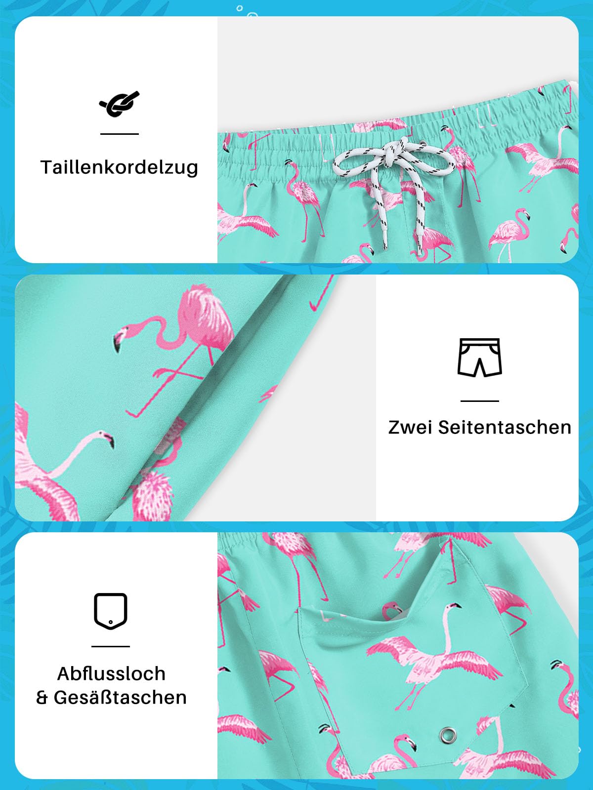 BesserBay Sommer Jungen Badehose mit Kompression Liner Taschen UPF 50+ Schwimmen Boardshorts 120-160
