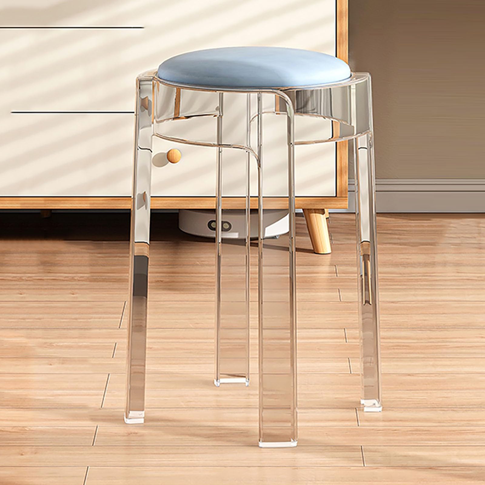 Stackable Stools, Transparent Acrylic Bar Stools Armless Counter Stool Backless Kitchen Dining Chair Modern 18in Counter Stools(Color:Blue,Size:6pcs)
