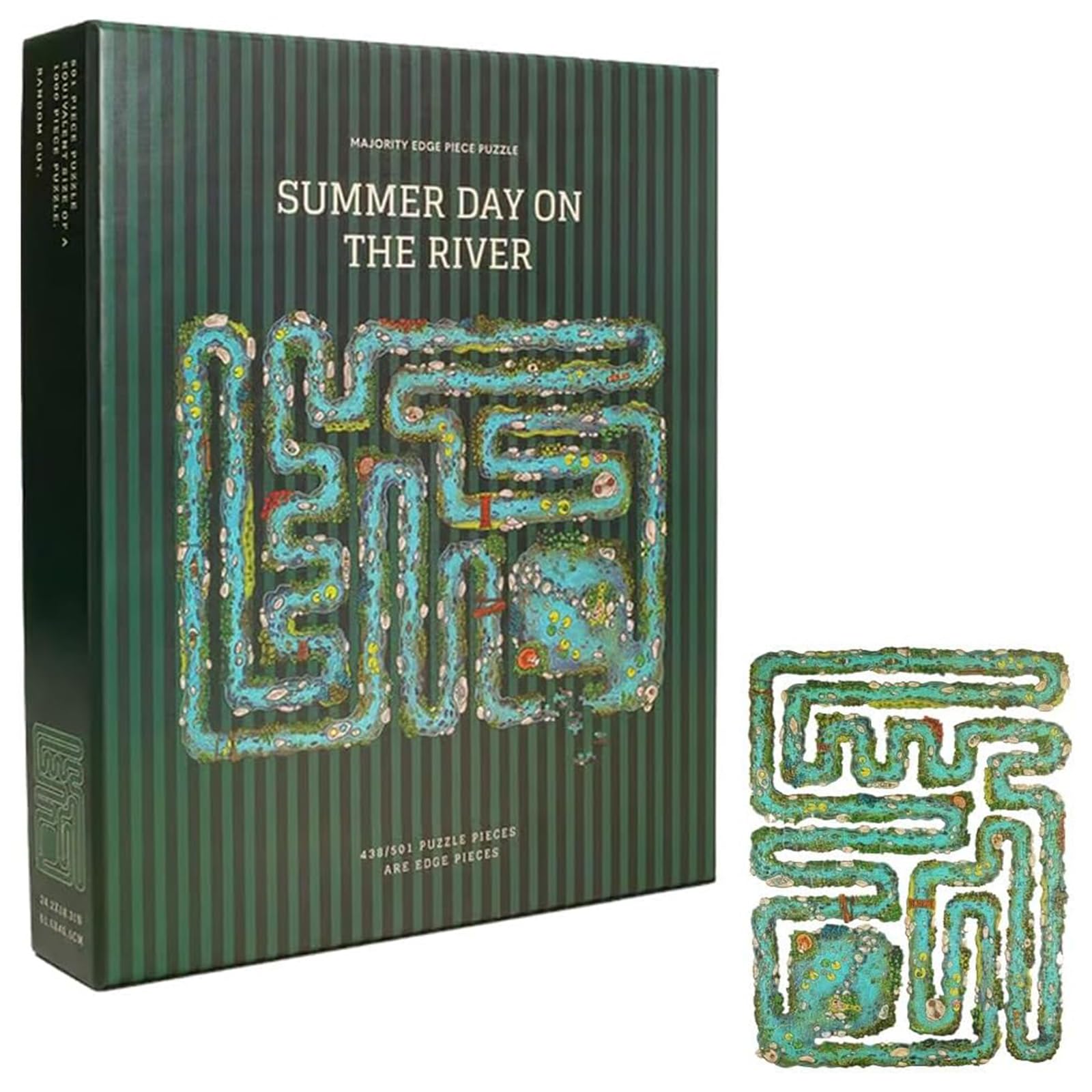 Summer Day on The River All-Edge Jigsaw Challenge, 501 Piece Edge Puzzle Kit Premium Quality Game Unique River Themed Jigsaw High Difficulty Artwork, Challenging Puzzle Game for Family Time (1Set)