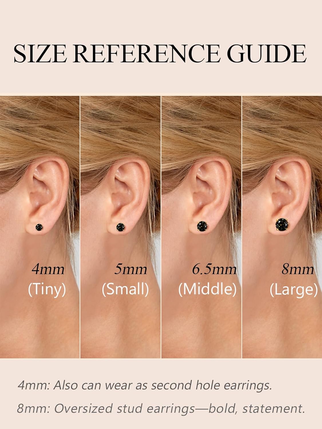 Moissanite/Emerald/Saphhire/Ruby Stud Earrings, Solid 925 Sterling Silver Hypoallergenic, Using CNC Technology, 4mm/5mm/6.5mm/8mm Round Studs, Pretty Everyday Post Earrings - Image 7