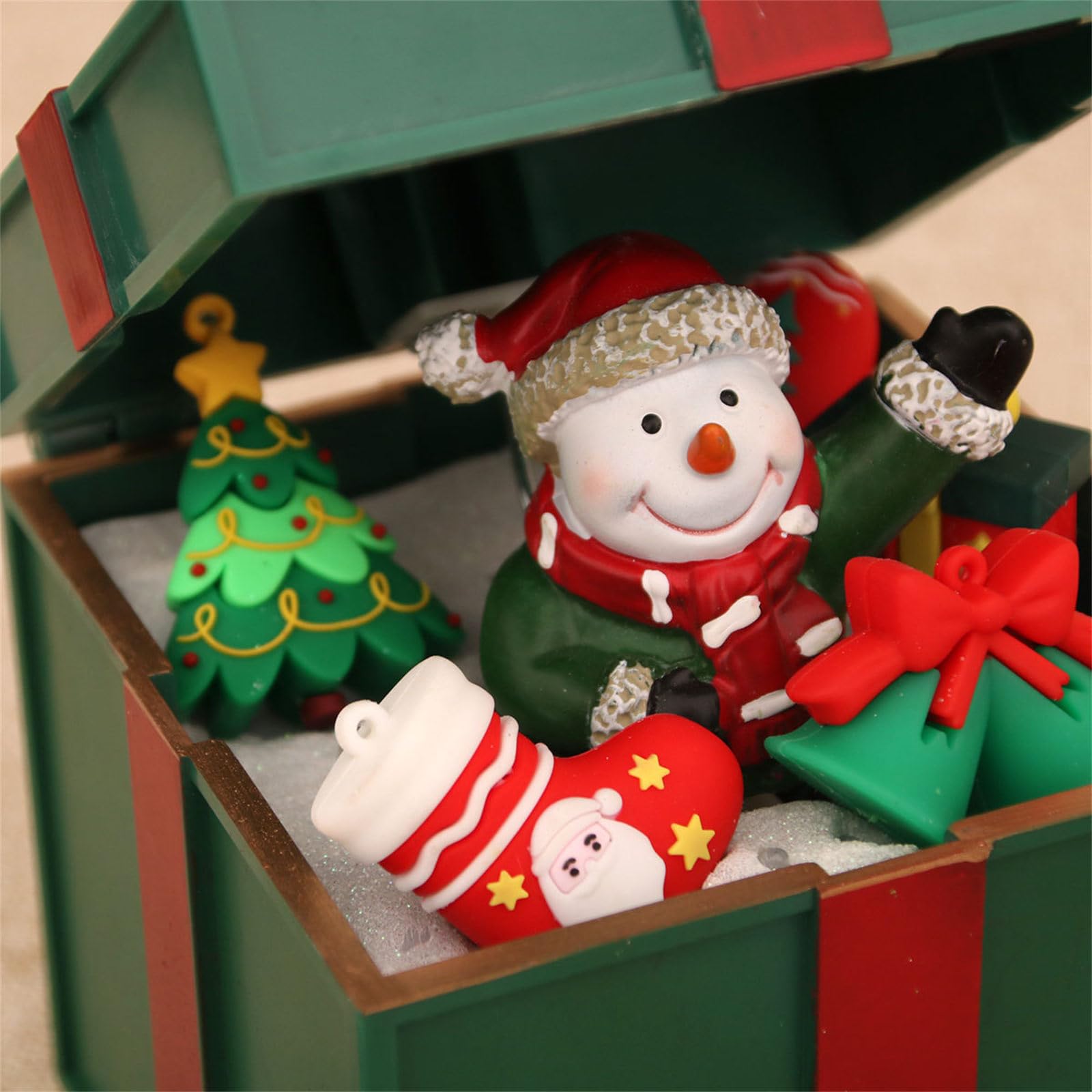 Cajas de regalo musicales LED para reproducción de canciones de Navidad, materiales inastillables, dos opciones de poder, decoración del hogar, fiesta, decoración de vacaciones, cajas de