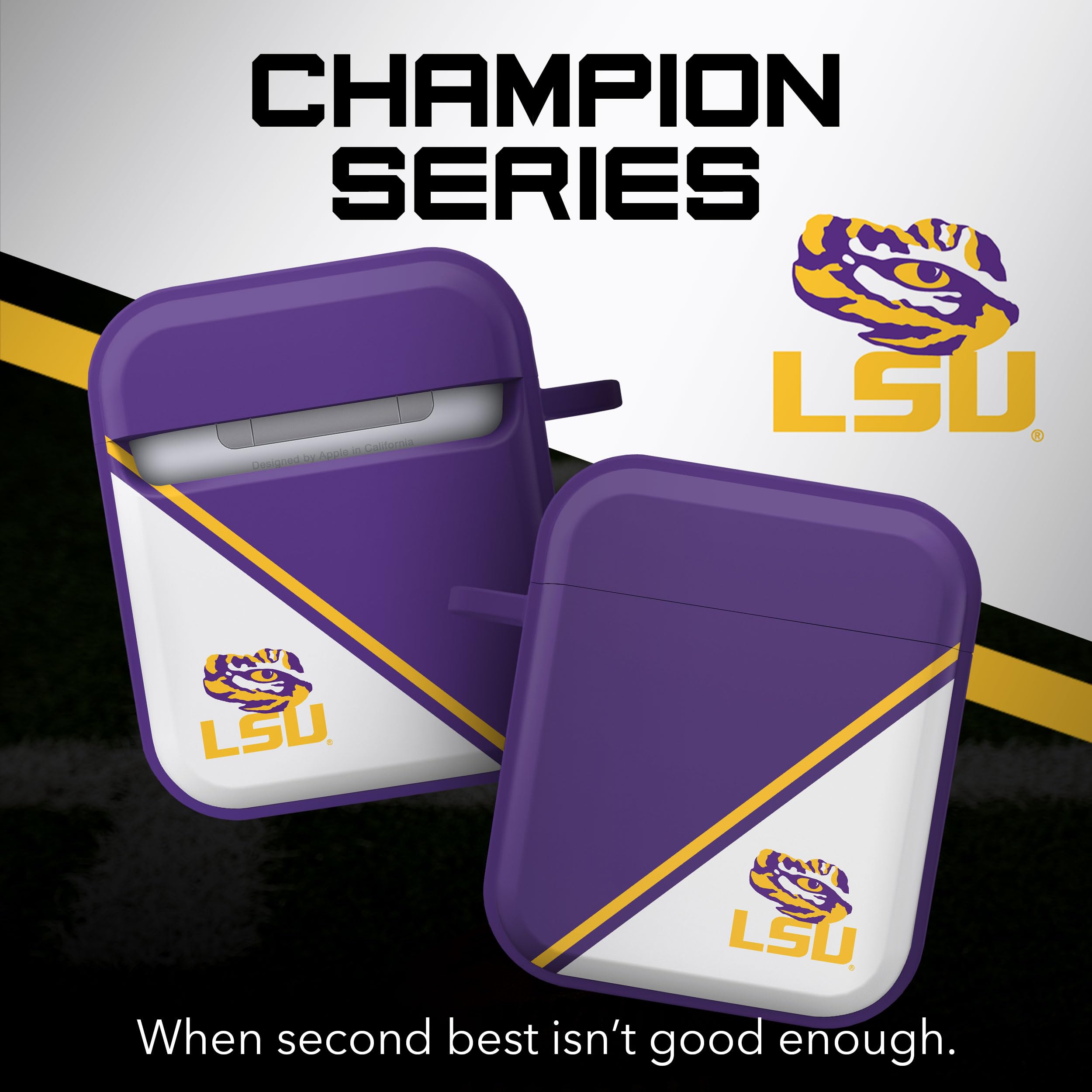 Affinity Bands LSU Tigers Champion Series HDX Case Cover Compatible with Apple AirPods Generations 1 & 2