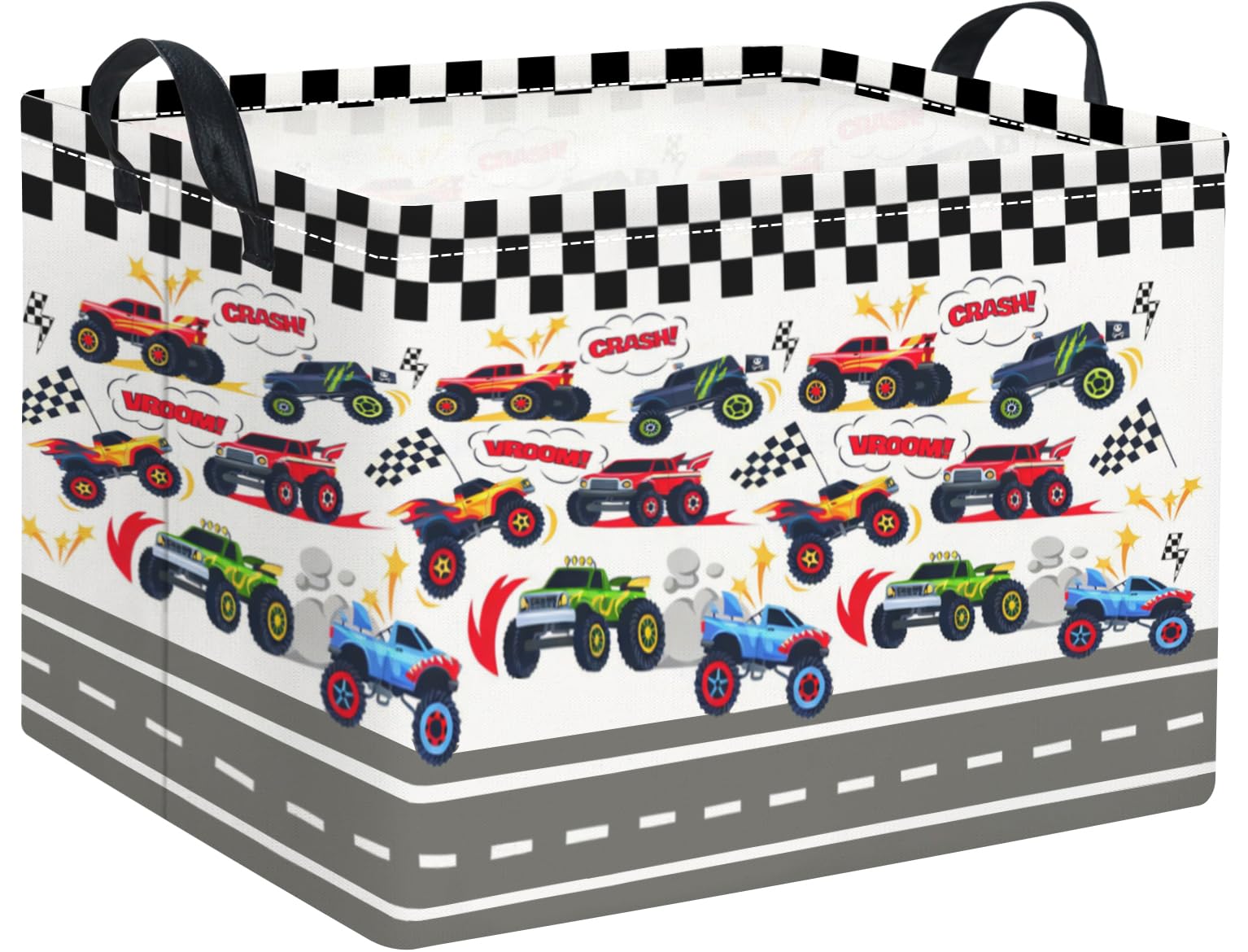 HIYAGON Rectangular Kids Basket Baby Girl Basket Fabric Storage Bin Organizer Box Room Decor(Racing Car) โ image 1