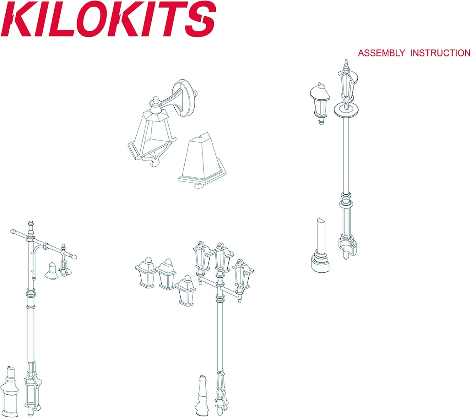 1/35 Scale 12PCS Plastic Unpainted Street Lamps Hobby Building Kits