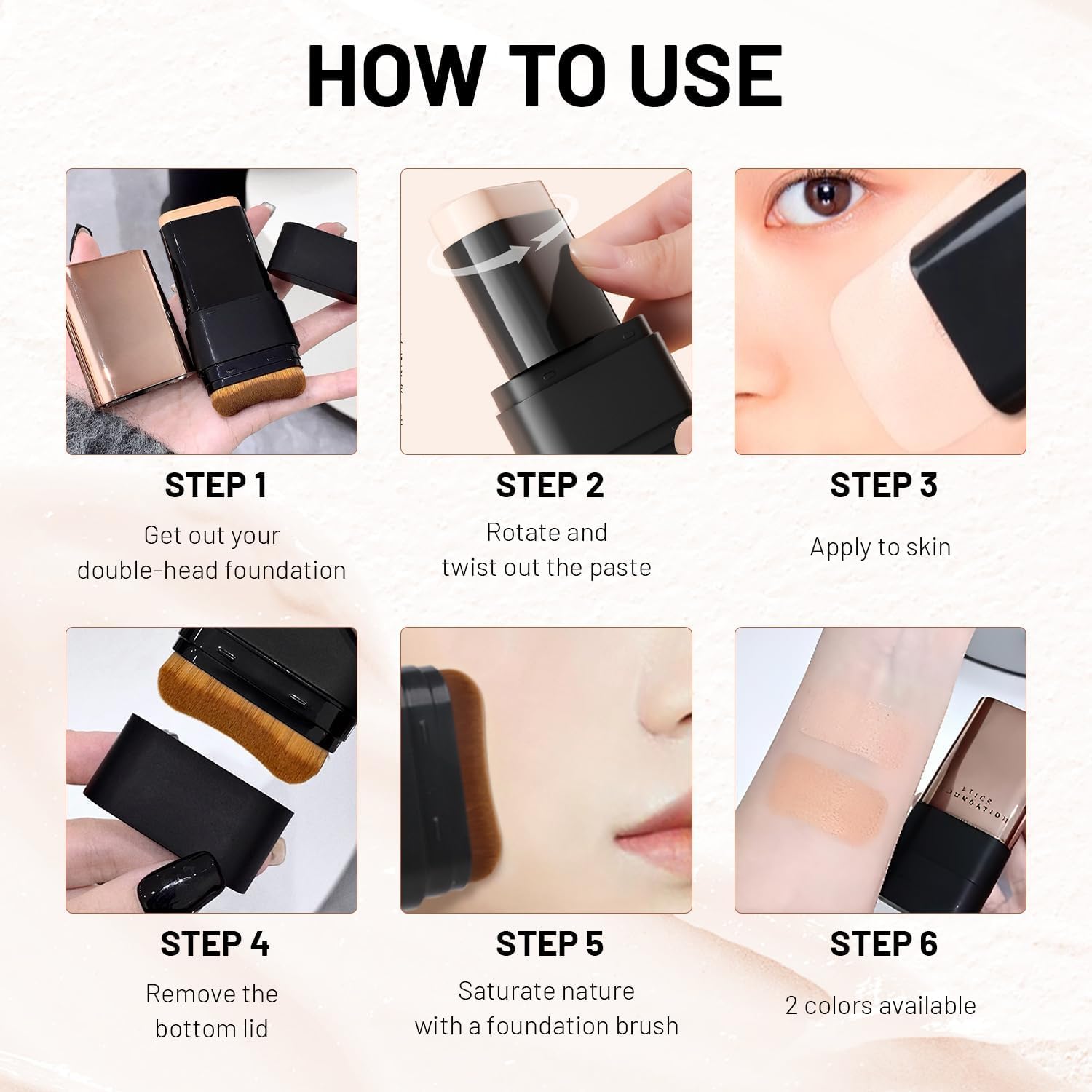 CARTZILLA 2 in 1 Korean Anti-Wrinkle Foudation Stick, Flawless Eraser Foundation with Brush, Multi-Use Waterproof Traceless Long-Lasting Repair, Double Head Face Make Up,Foundation with Brush 1