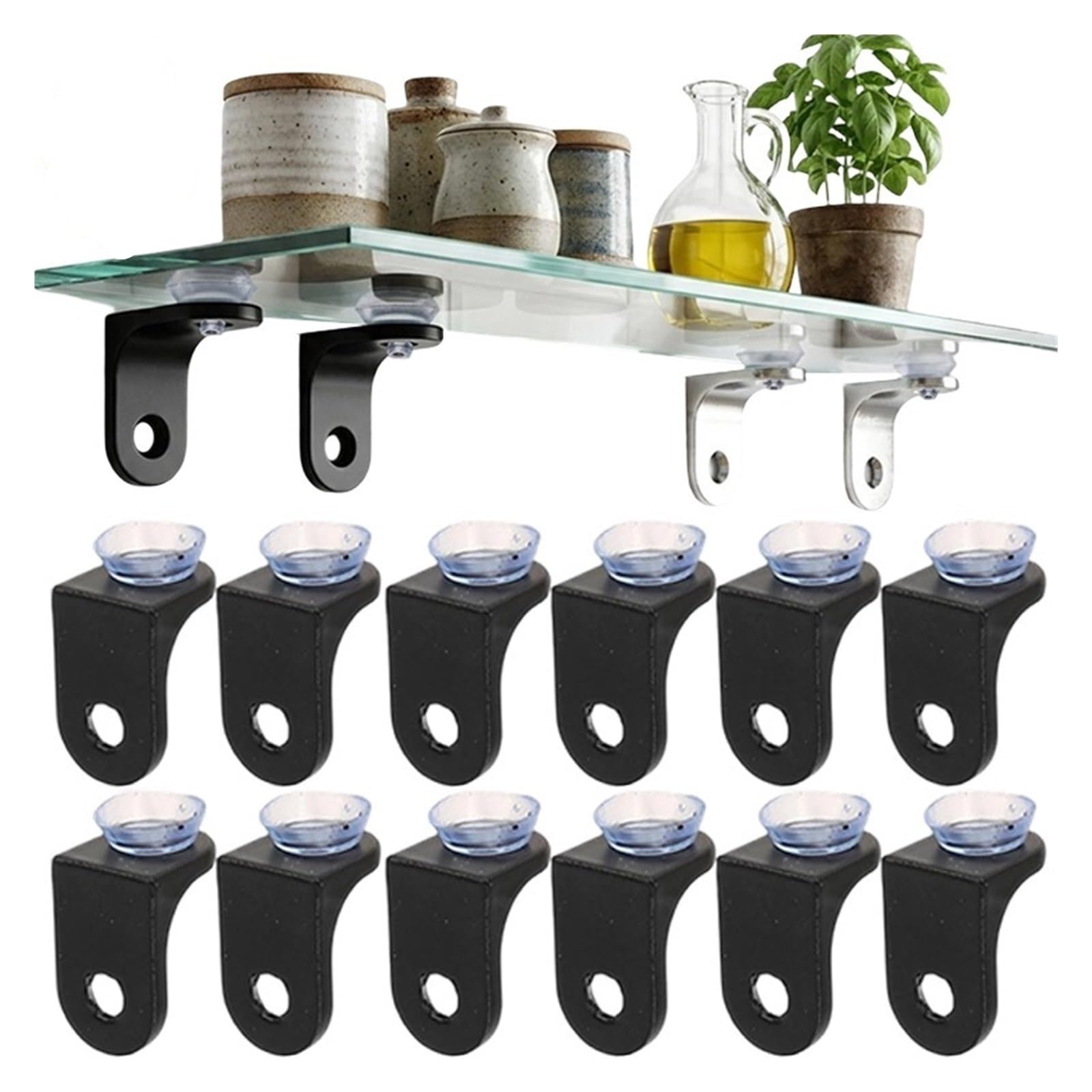 30pcs Zinc Alloy L-Shaped Glass Shelf Support Brackets
