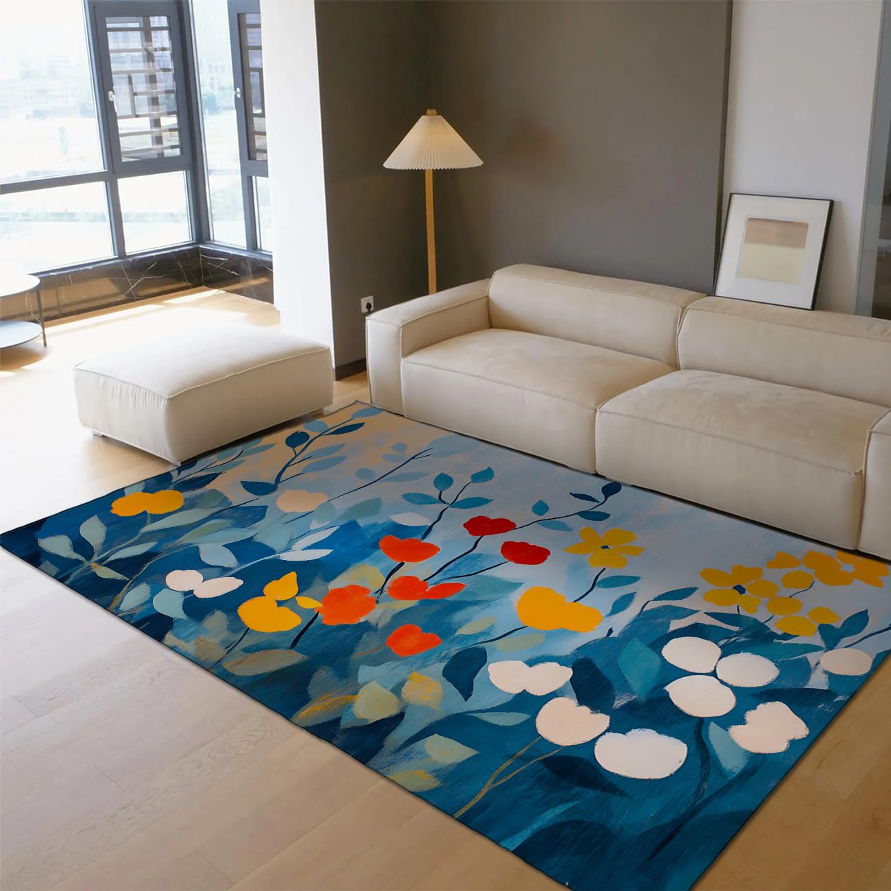 Tapis pour chambre abstrait floral coloré pour illuminer votre décoration de salon