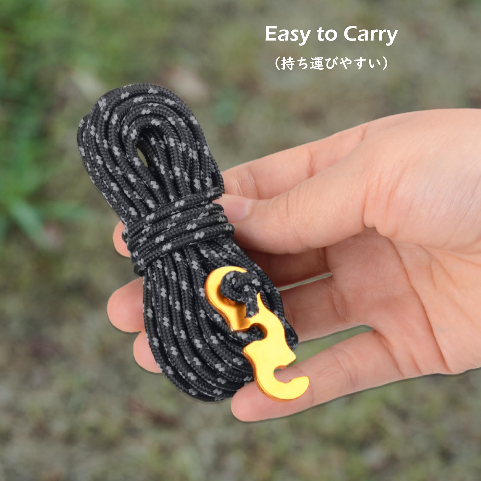 TRIWONDER Liny napinające, paracord, odblaskowy, lina, nylonowa, z napinaczami, do użytku na zewnątrz, na kemping, wędrówki, markiza, namiot, żółty, 8 szt