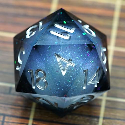 Miniatura 3 de Dados Dungeons and Dragons DND D20, juego de dados de núcleo líquido para ojos D&D de 1.316 pulgadas (1.299 in), gran borde afilado con funda de