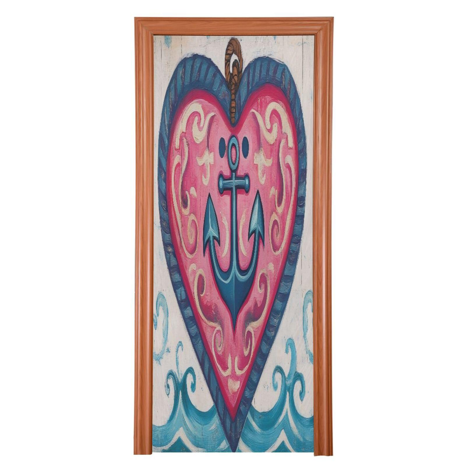 FLildon Love Marine Anchor Door Cover Decoration, Party Accessory Porch Decor for Festive Ornament Room Door Covers 32 x 79 Inch