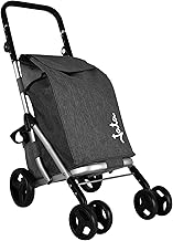 JATA HCAR2502 – Shopping Trolley 4 Wheels, 40 L with Cooler Bag for Freezers, 2 Wheels 360º, Folding Trolley with Brake, Aluminium Chassis