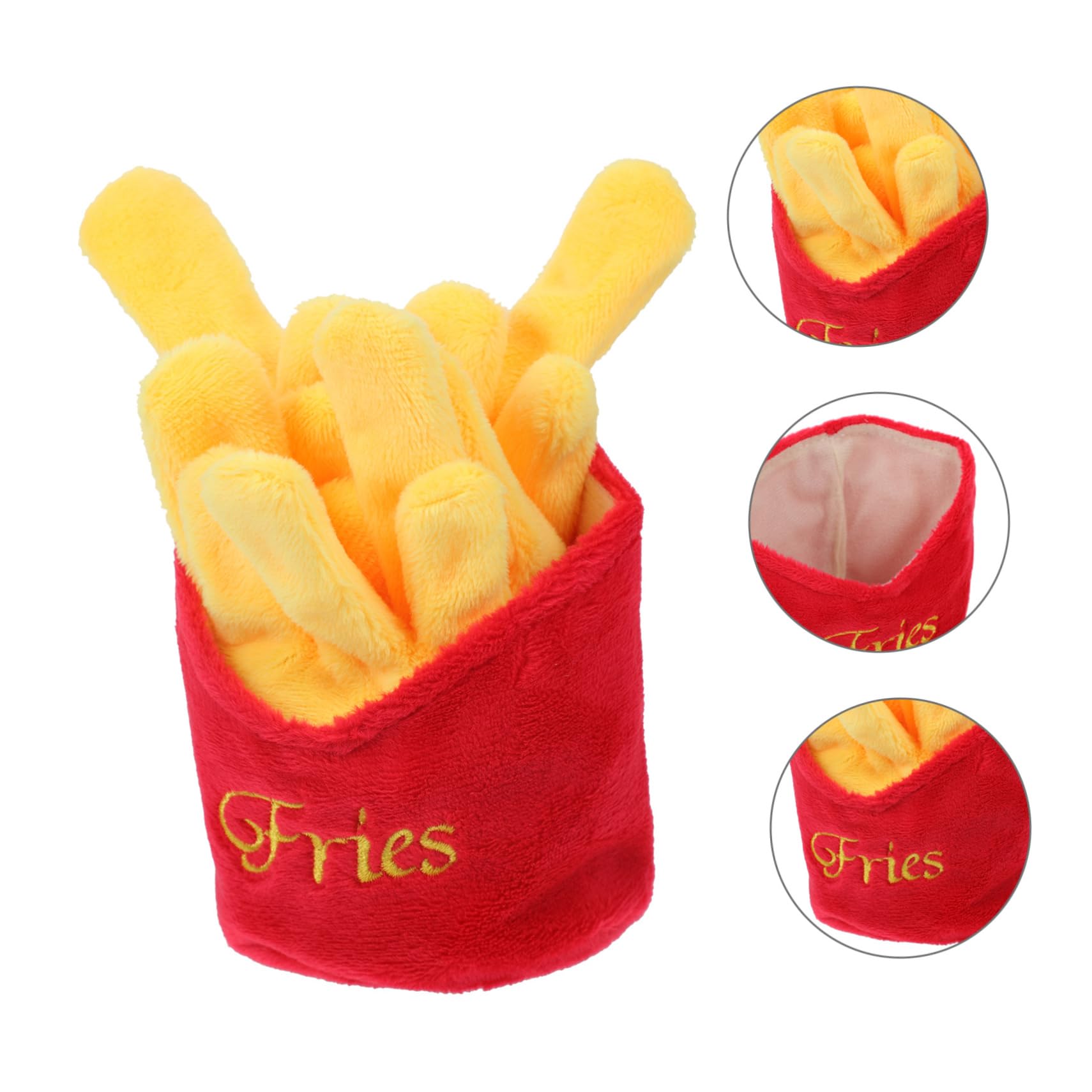 POPETPOP Jouet couineur en peluche pour chien – Jouet interactif à mâcher avec hamburger, frites, hot dog pour chiens de petite et moyenne taille