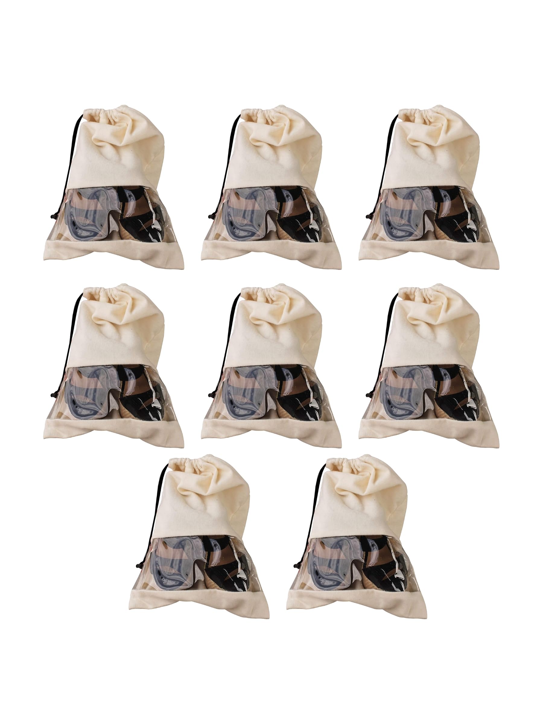 Cotton Shoe Travel Organizer Shoes Cover Bag String Bag Travel Shoe Pouch Sandals Storage Bags Footwear Cover for Shoes with Drawstring. (Cotton Bags Pack of 8)