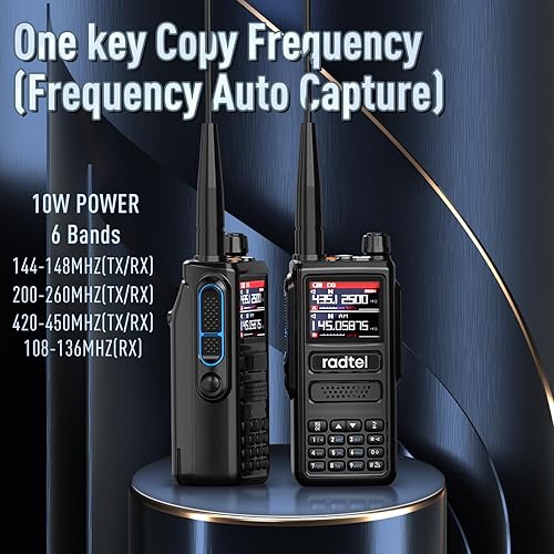 Miniatura 4 de Radtel RT-470 Radio de tres bandas de 10 vatios 144-148420-4501.25M 256CH banda de aire walkie talkie NOAA FM radio recibe