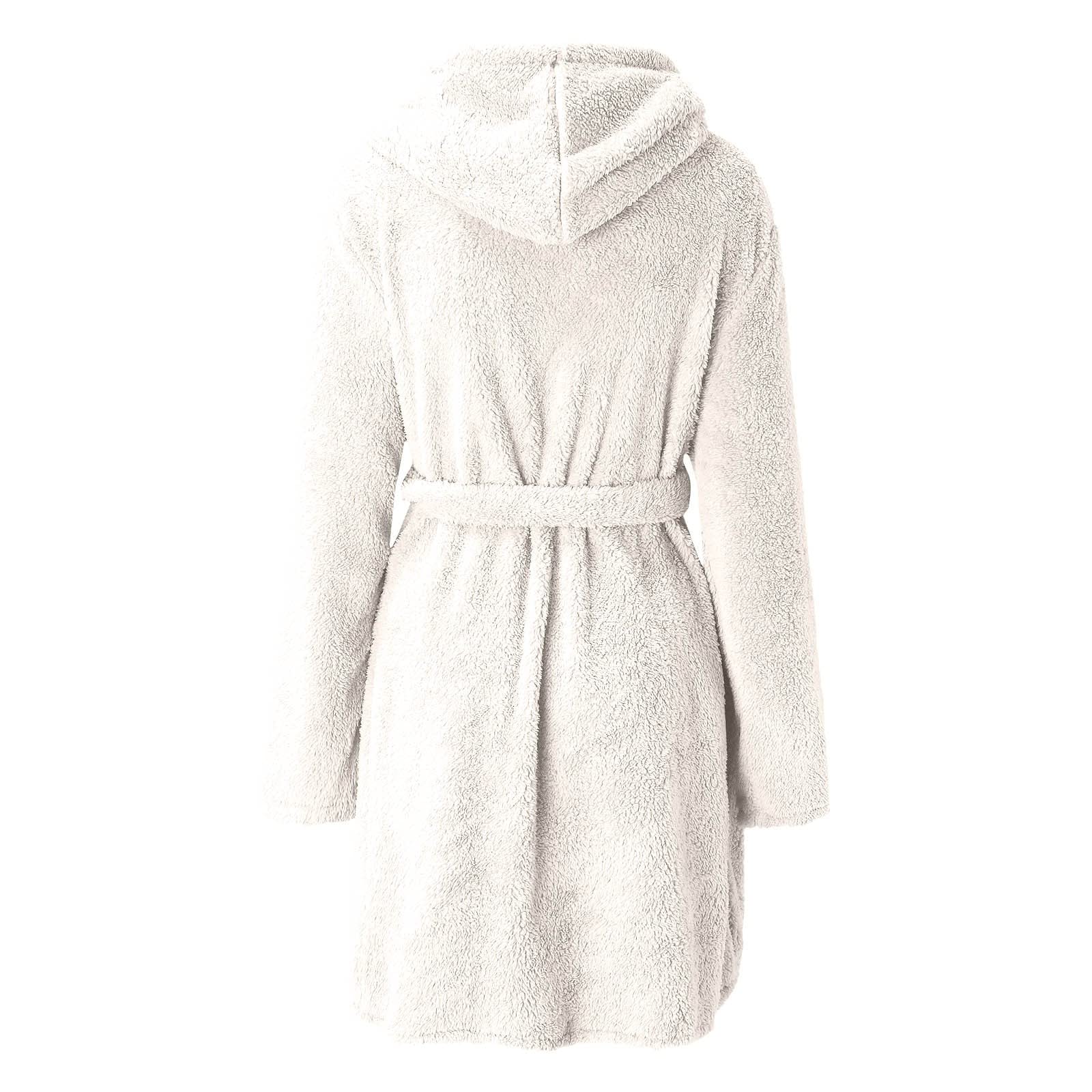 Peignoir Femme en Coton Chaud - Moelleux avec Capuche - Sauna Éponge - Longueur Genou - Kimono Doux et Léger - Ceinture