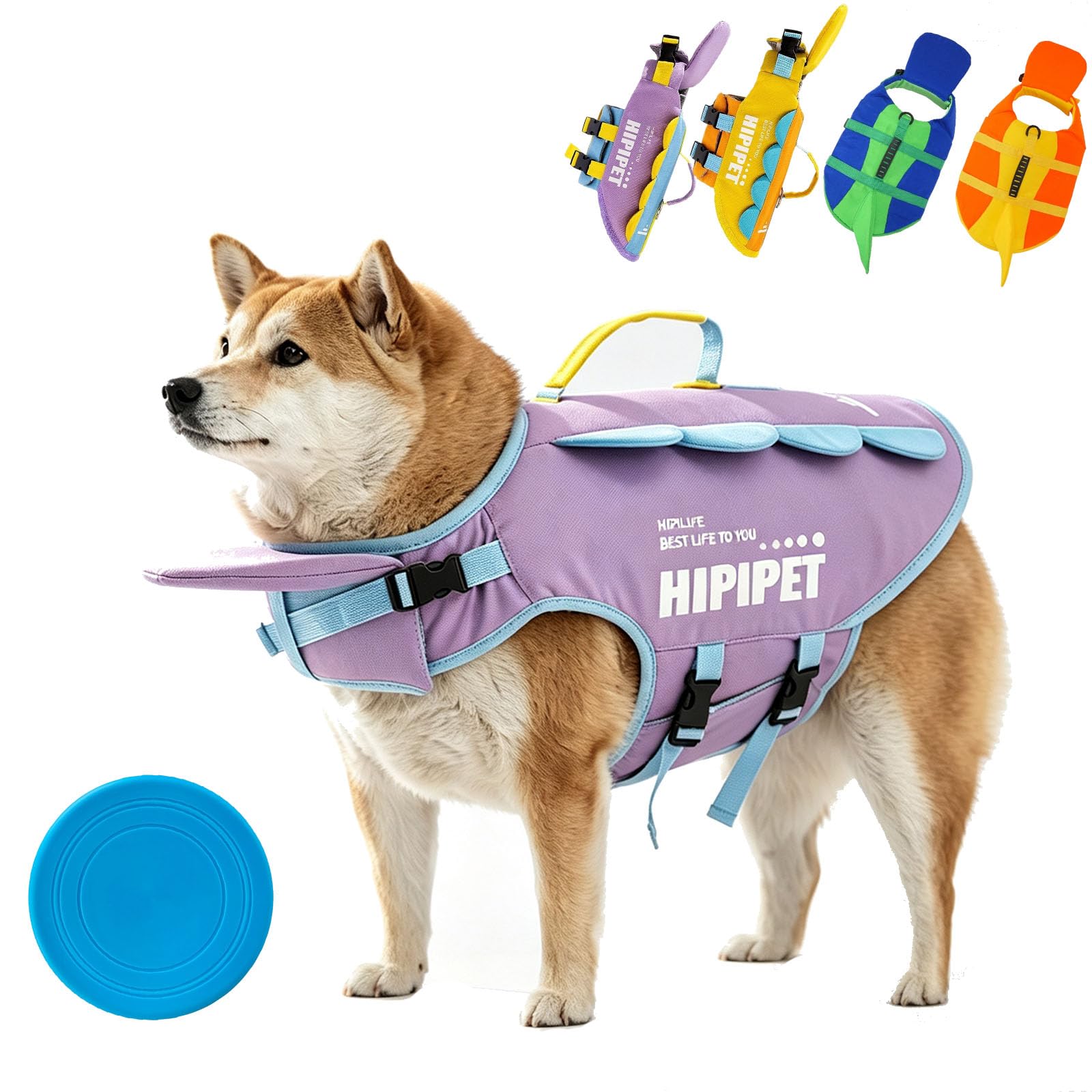Dog Life Jacket with Chin Float, Dog Life Vest with Shark Fin (L,4#) — image 1