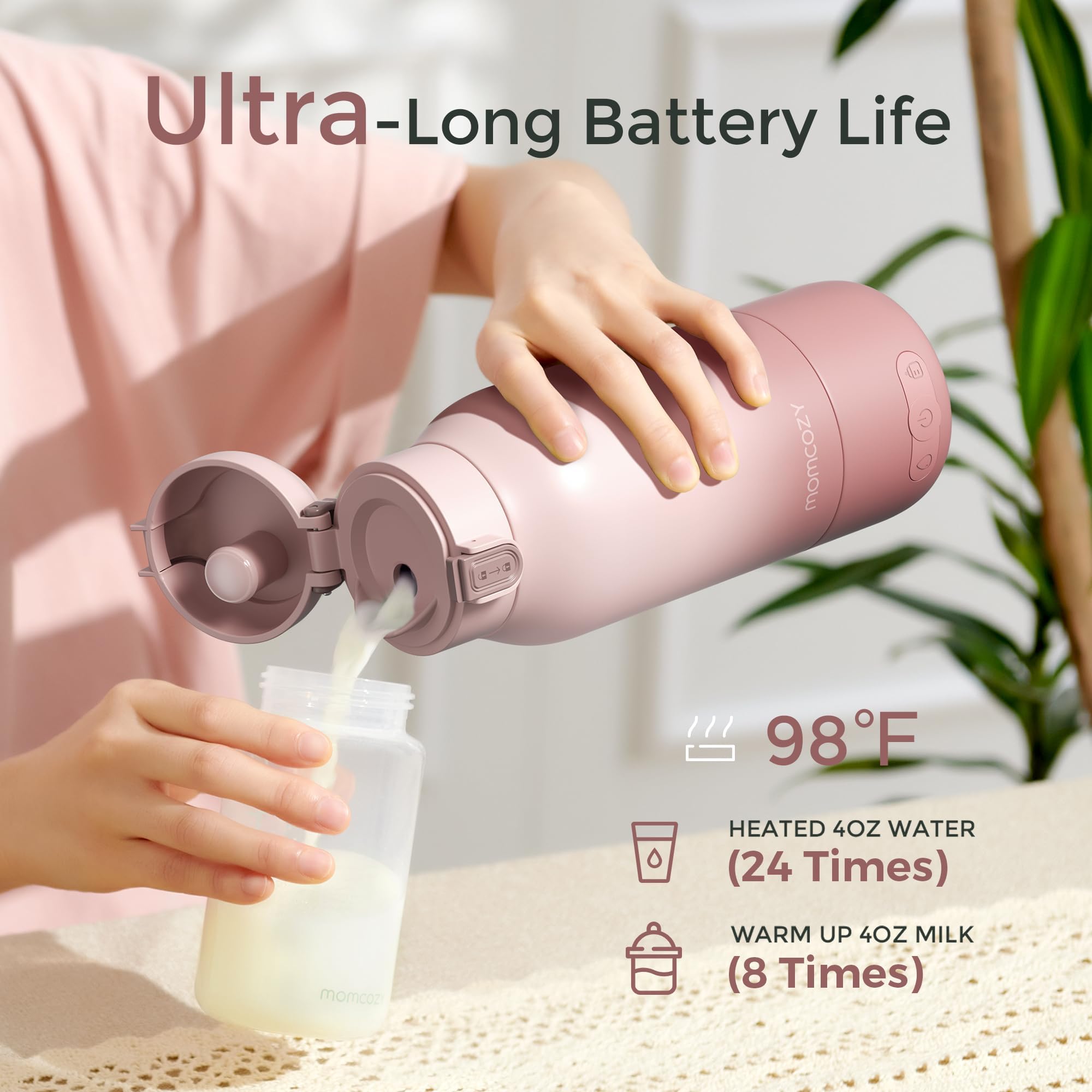 Momcozy MW05 Przenośny podgrzewacz do butelek dla dzieci do noszenia w podróży, pojemność 500 ml + 24x użycie/bateria | Certyfikowany podgrzewacz do butelek TÜV-CE | Szybkie nagrzewanie w 3 min. (Bez