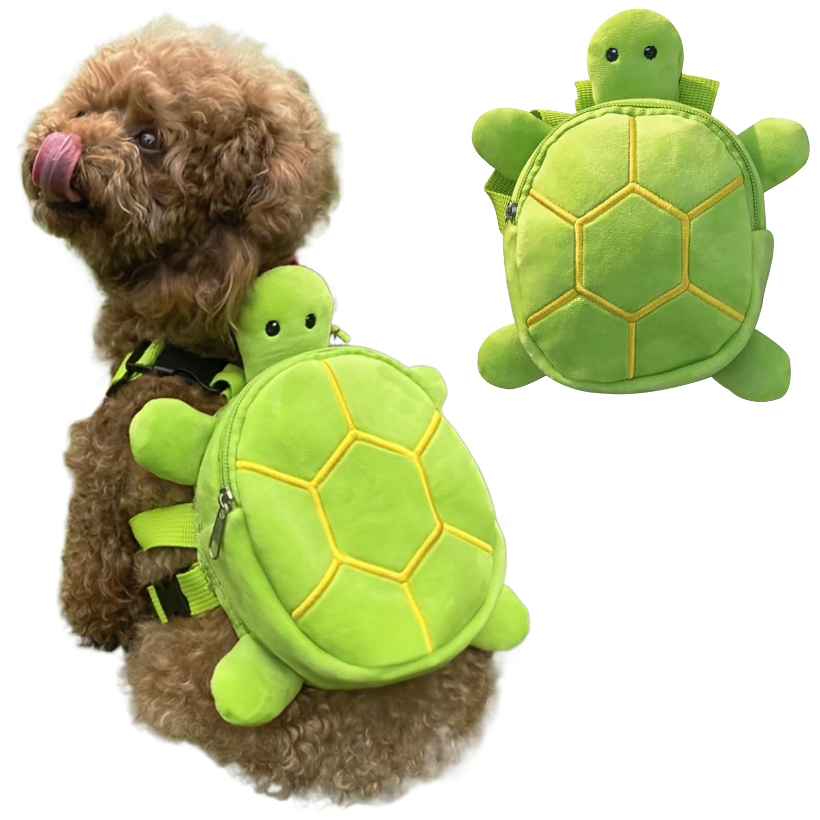 Comebachome Backpack for Dogs to Wear, 7x7.9inch Cute Turtle Backpack Harness for Dog, Adjustable Dog Harness with Backpack, Dog Backpack Harness for Small Middle Dogs