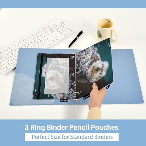 Vista 71 de Gredecor Estuche para lápices con 3 anillos, con cremallera de dinosaurio, paquete de 2 unidades, organizador transparente para la escuela