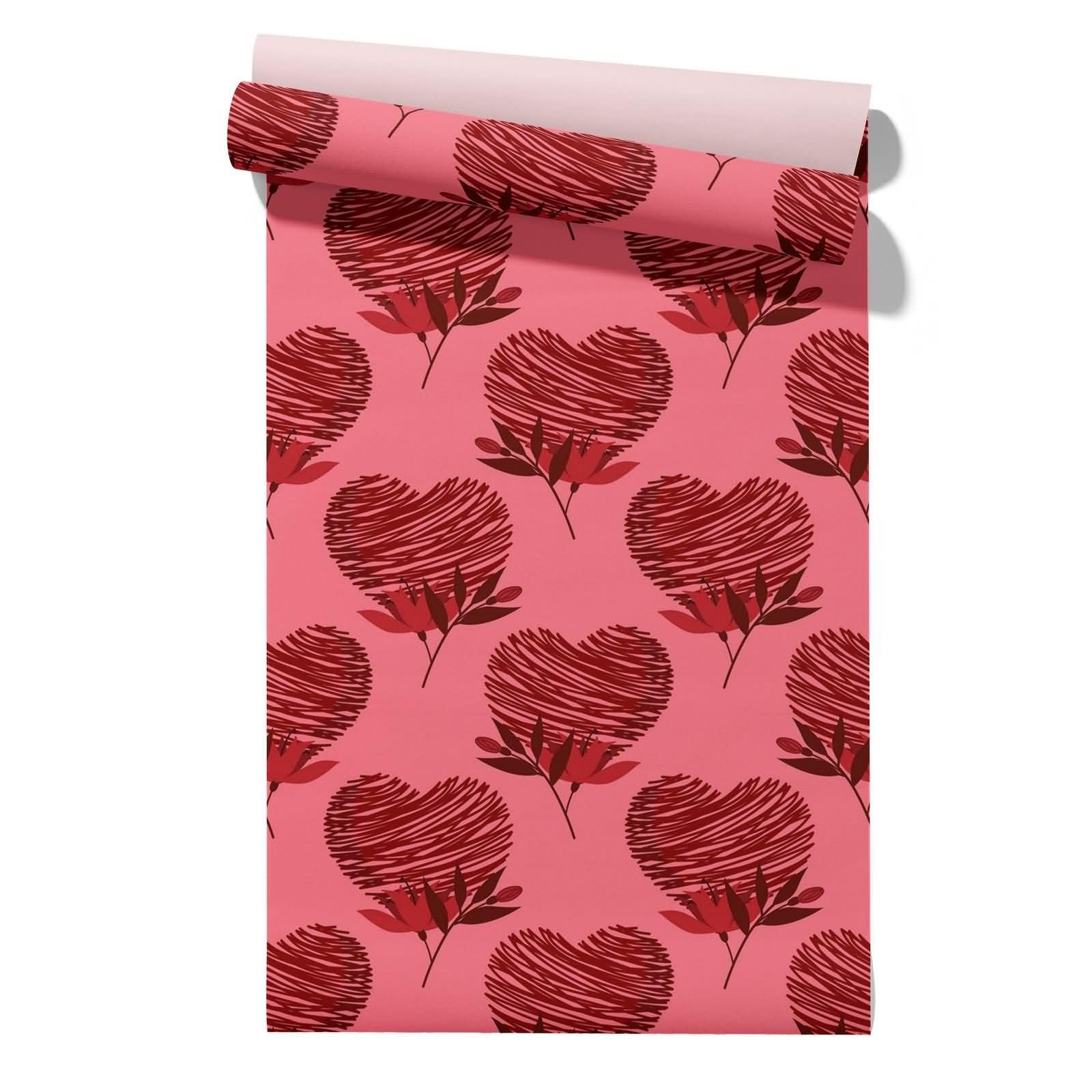 CEVAN Living Room Wallpaper Damask Drawer Liner On Roll Love Warm and Romantic 45x500cm