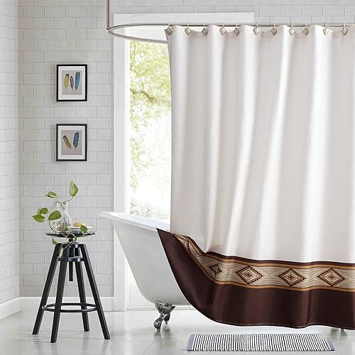 Miniatura 17 de Cortina de ducha de tela, cortina de ducha de oso y alce, cortinas de ducha de cabaña para baño, cortinas de baño impermeables, 72 pulgadas de ancho