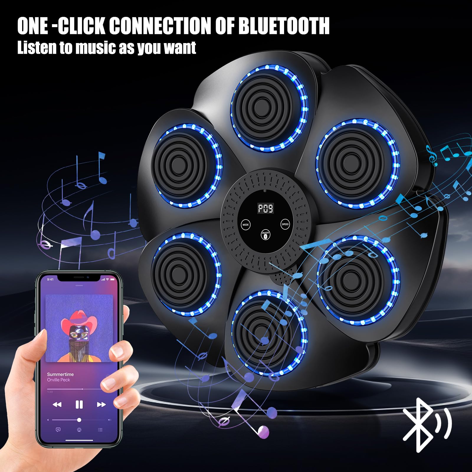 2025 9 Velocità Macchina Di Boxe Musica Bluetooth Intelligente, Music Boxing Machine, Boxing Training A Parete per Allenamento, per Bambini Adulti