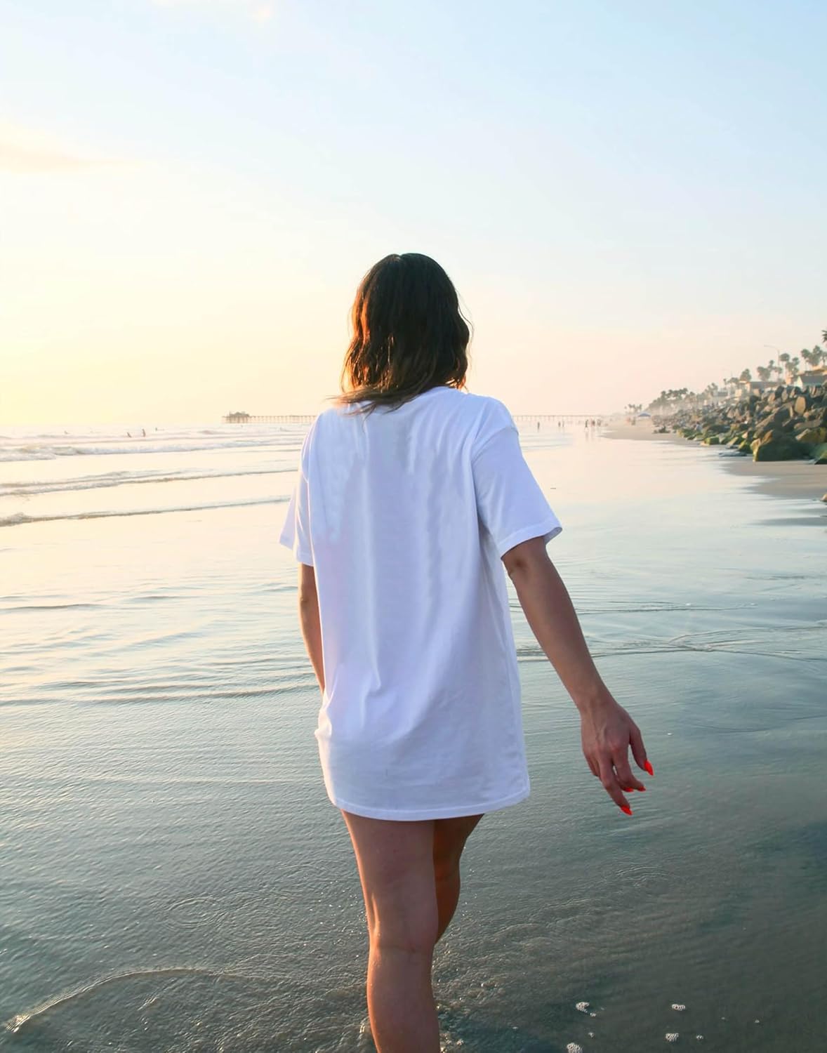 Women Teen Girls Oversized Graphic T Shirts Short Sleeve Aesthetic Baggy Top Y2K Summer Coastal Beach Tees - Image 3