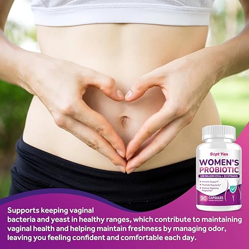 Miniatura 7 de Probióticos para mujeres, 100 mil millones de UFC, 32 cepas, con prebióticos y enzimas digestivas, apoyan la salud digestiva inmunitaria, vaginal y