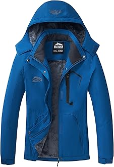 ELLSWOS Womens Winter Coats Waterproof Ski Jacket Warm Snow Jackets Windproof Windbreaker Hooded Raincoat