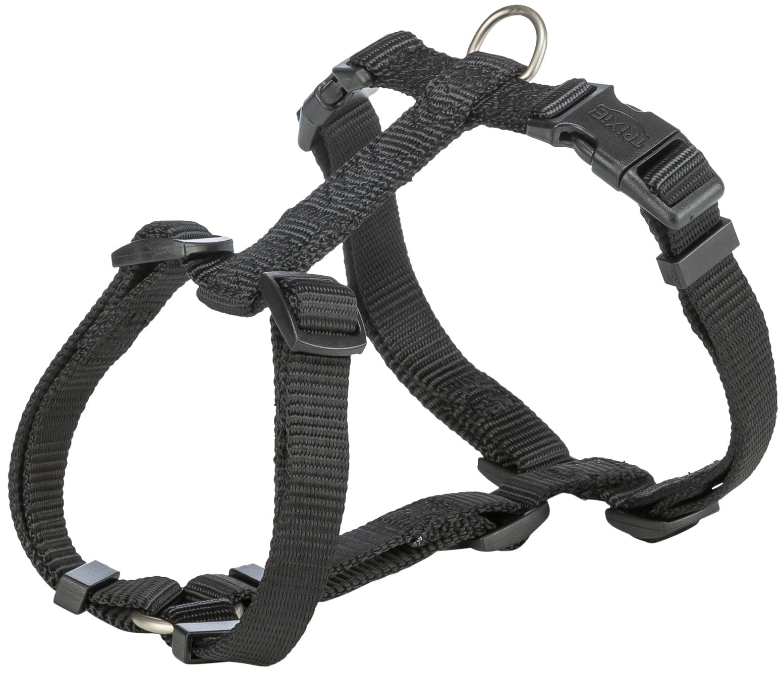 Trixie Premium H-Harness Cinturino completamente regolabile per cani, Nylon, Nero, M-L:52-75 cm/20 mm