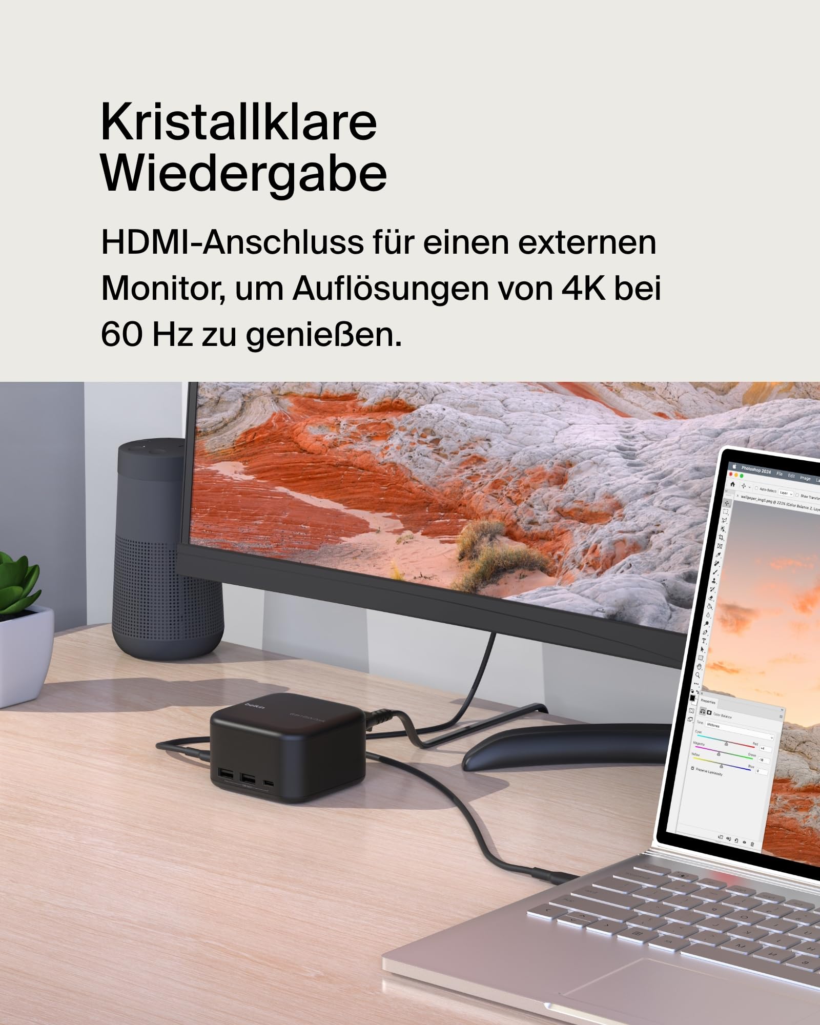 Belkin Connect USB-C-6-in-1-Core-GaN-Docking-Station (130 W), 96 W PD für Peripheriegeräte, USB-C, USB-A, Gigabit-Ethernet, HDMI-4K-Anschlüsse zum Gamen, für MacBook Pro, Windows-Laptops, Chromebook