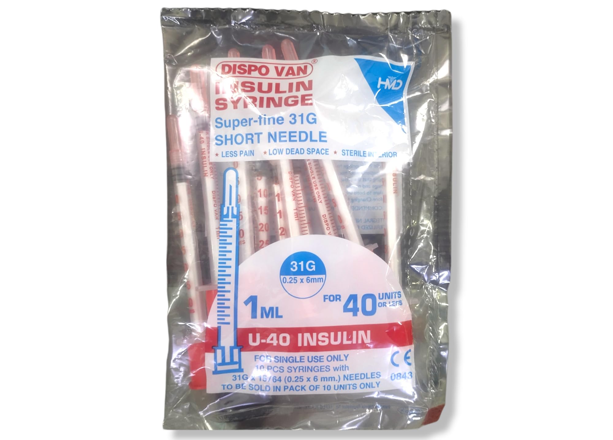 Dispovan 1ml U-40 Single Use BD Insulin Syringe With Needle (Multicolor) (200 Pcs = 2 Box) (B0D547RGFR) Amazon Price History, Amazon Price Tracker