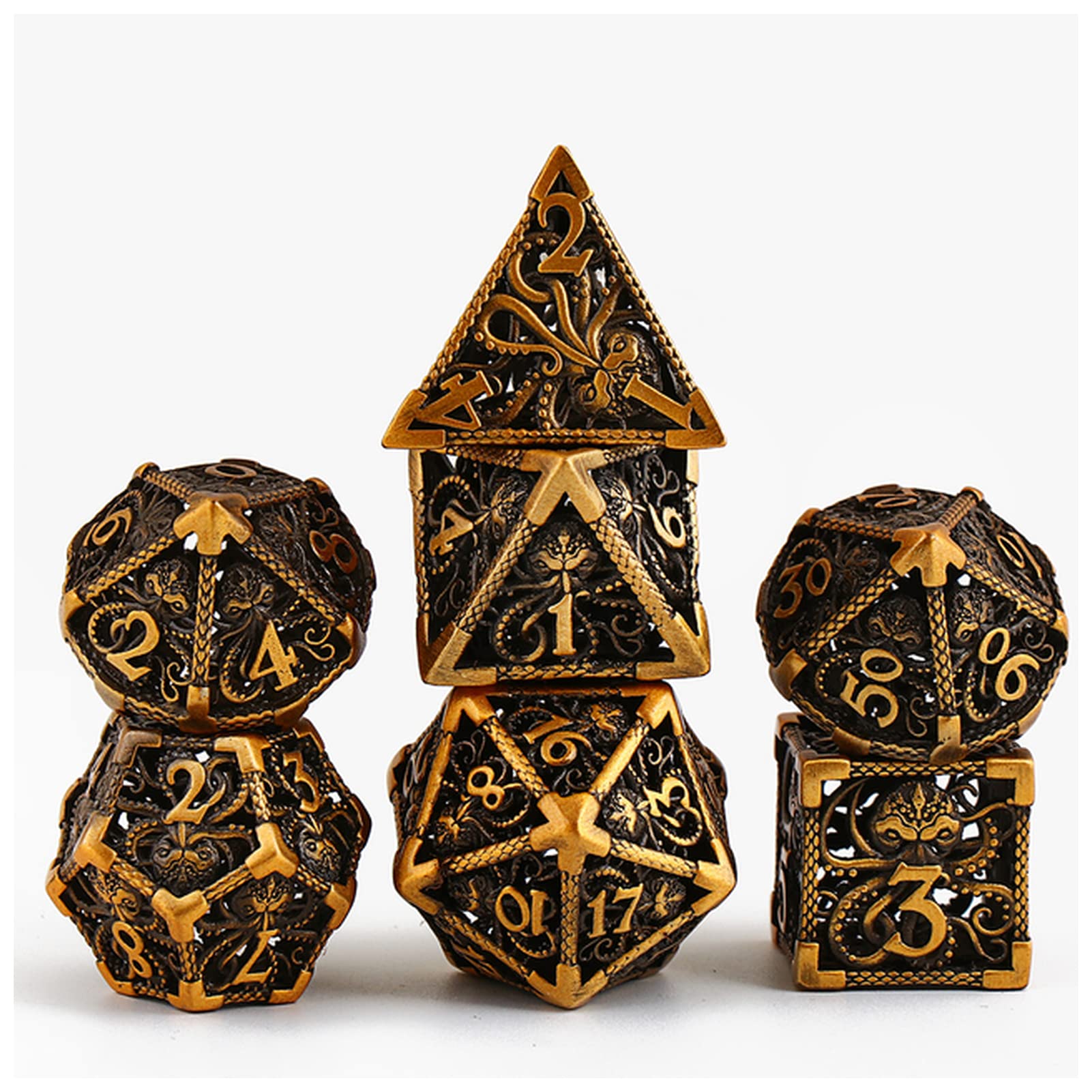 Würfel 7 stücke rein Kupfer Cthulhu Metall würfel Set DND. Wird for Dungeon und Dragon Rolle verwendet, die Spiele Spielen Würfel Gezinkte Würfel (Size : 409)