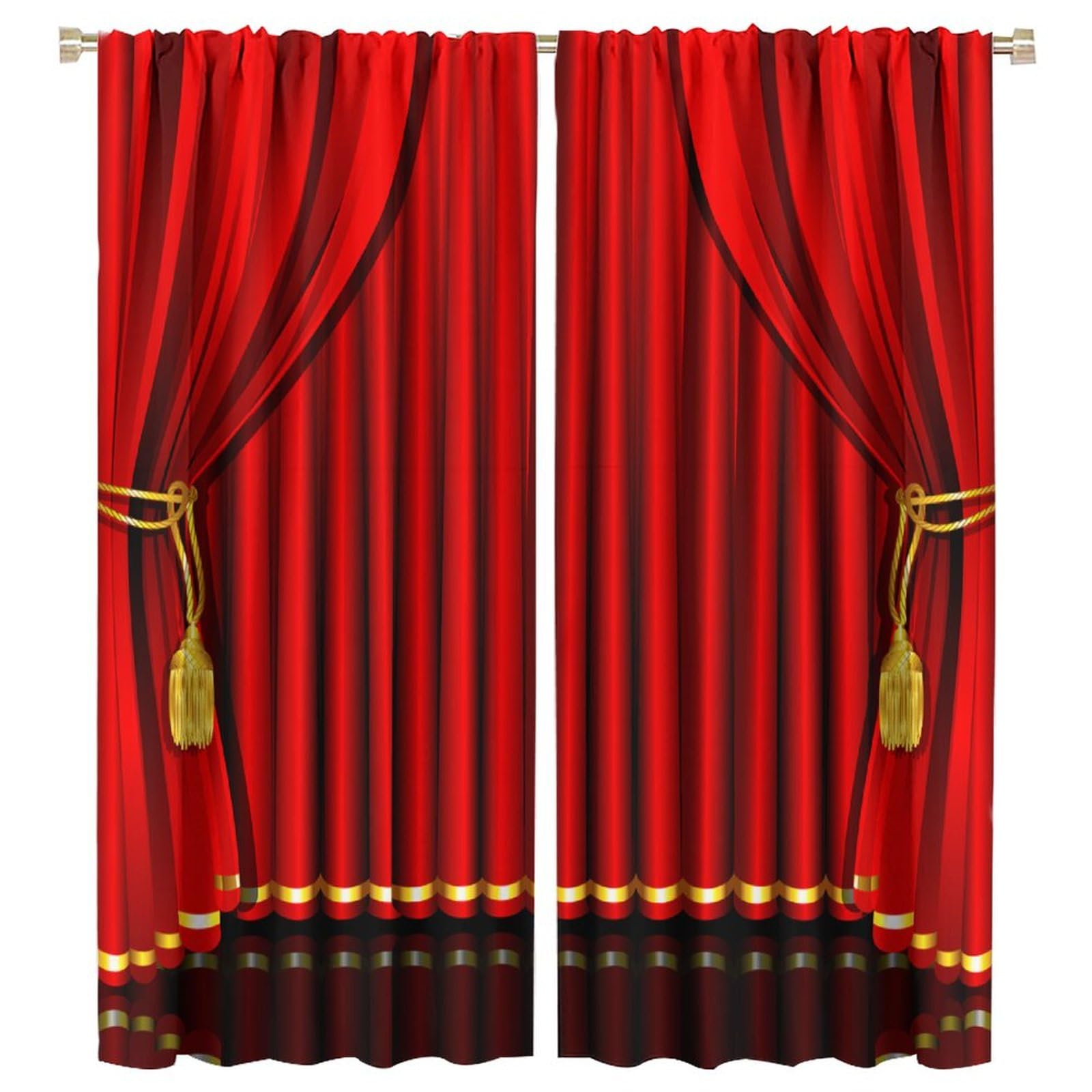 SHElifestyle Theater Curtains, Show Stage Concert Play Red Curtain Window Treatments Drapes for Bedroom Living Room 84x84in