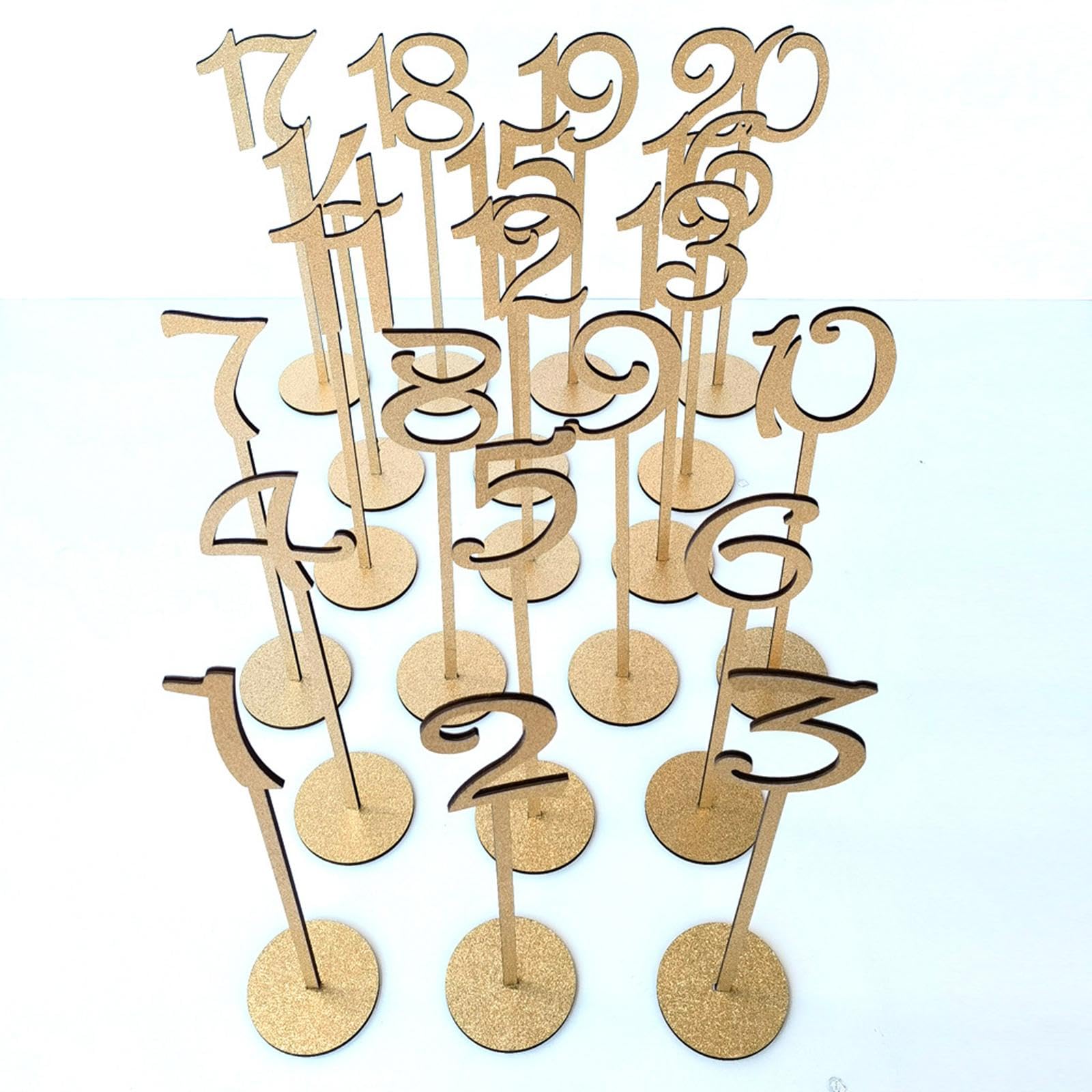 10 Tischkarten Aus Holz mit Sockel, Dekorative Beschilderung, Geeignet für Hochzeiten, Partys Und Jubiläen, 20 Stück golden
