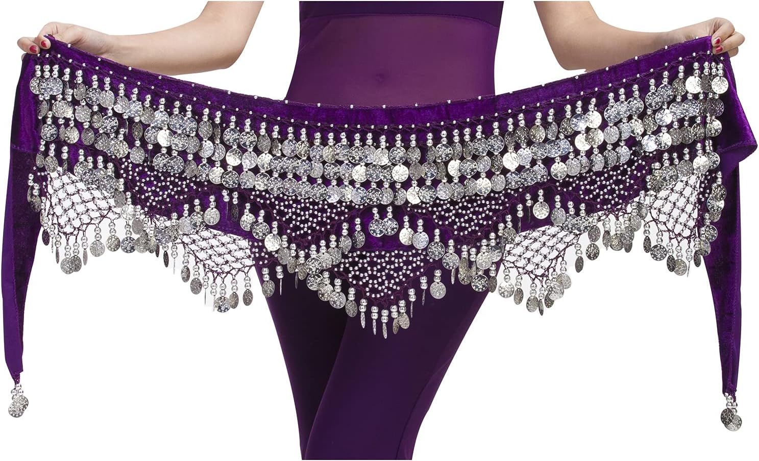 Saymequeen Belly Dancing Dance Waist Chain Hip Scarf Skirt Belt With 320 Coins