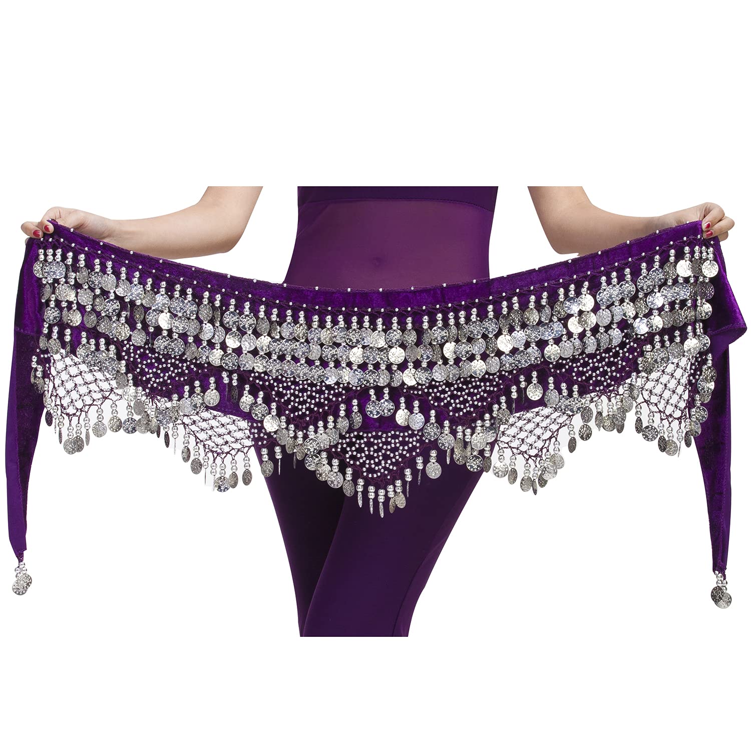 Saymequeen Belly Dancing Dance Waist Chain Hip Scarf Skirt Belt With 320 Coins