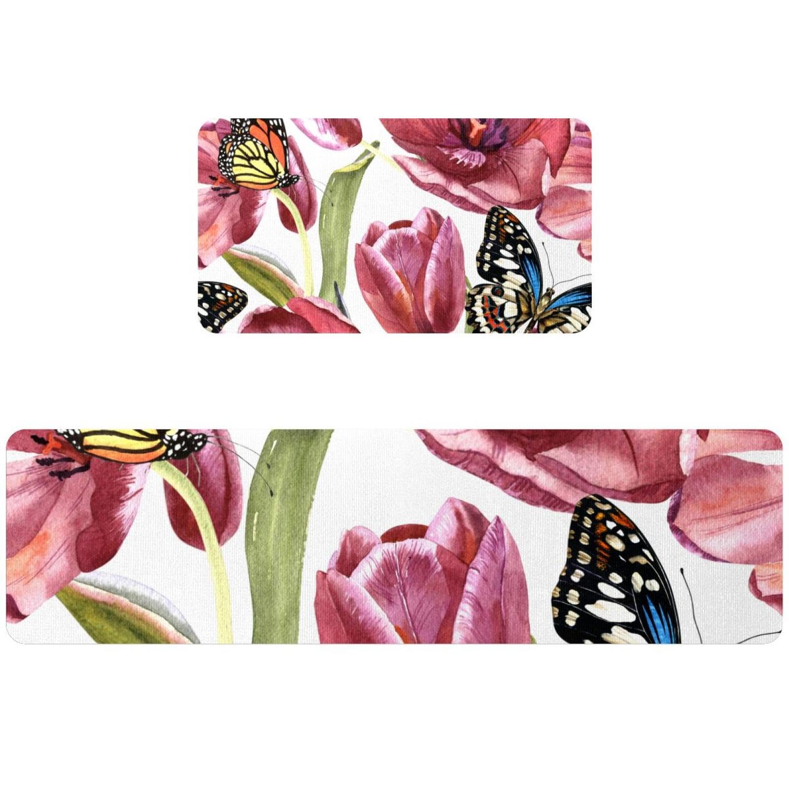 Tapete de cocina con diseño de mariposa y flores para un hogar acogedor