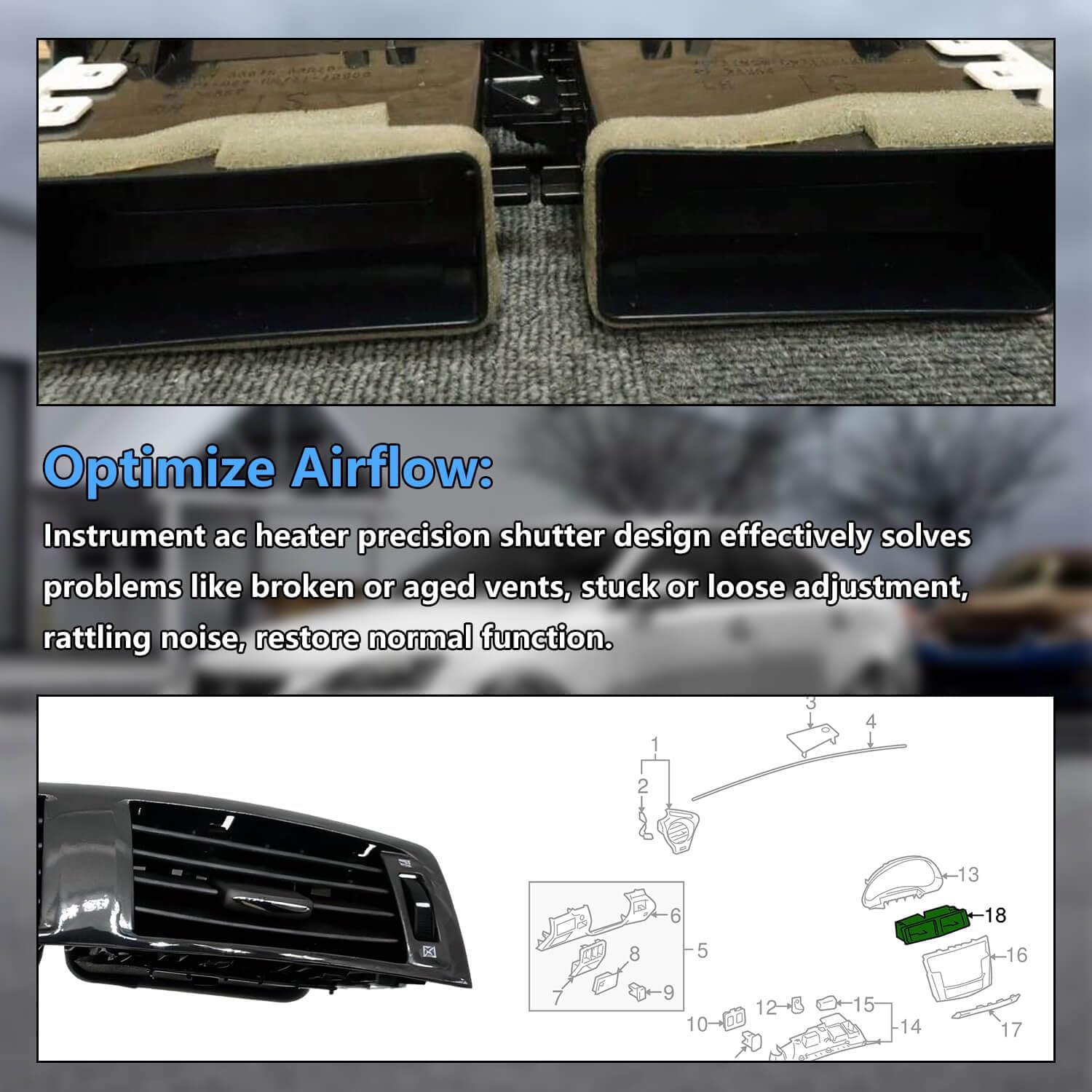 55670-53010 Center Dash AC Vent Panel with Hand Wheels for Lexus IS250 IS350 2006–2009,IS F 2008–2009 – Instrument Air Conditioning Heater Outlet Replacement 5567053010