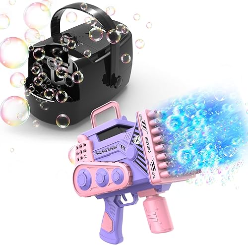 Pistola de burbujas con solución de burbuja ligera y máquina de burbujas soplador automático duradero de burbujas