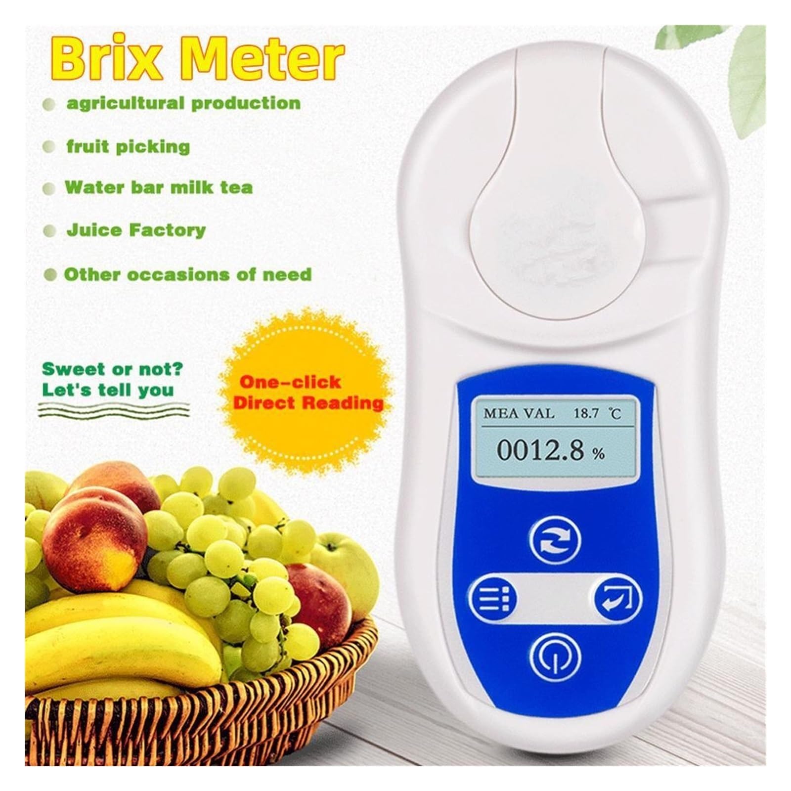Refractómetro Digital 0-53% PAL-102 Tester Concentración de Vino for jugos, Bebidas, enlatados, Industria de investigación