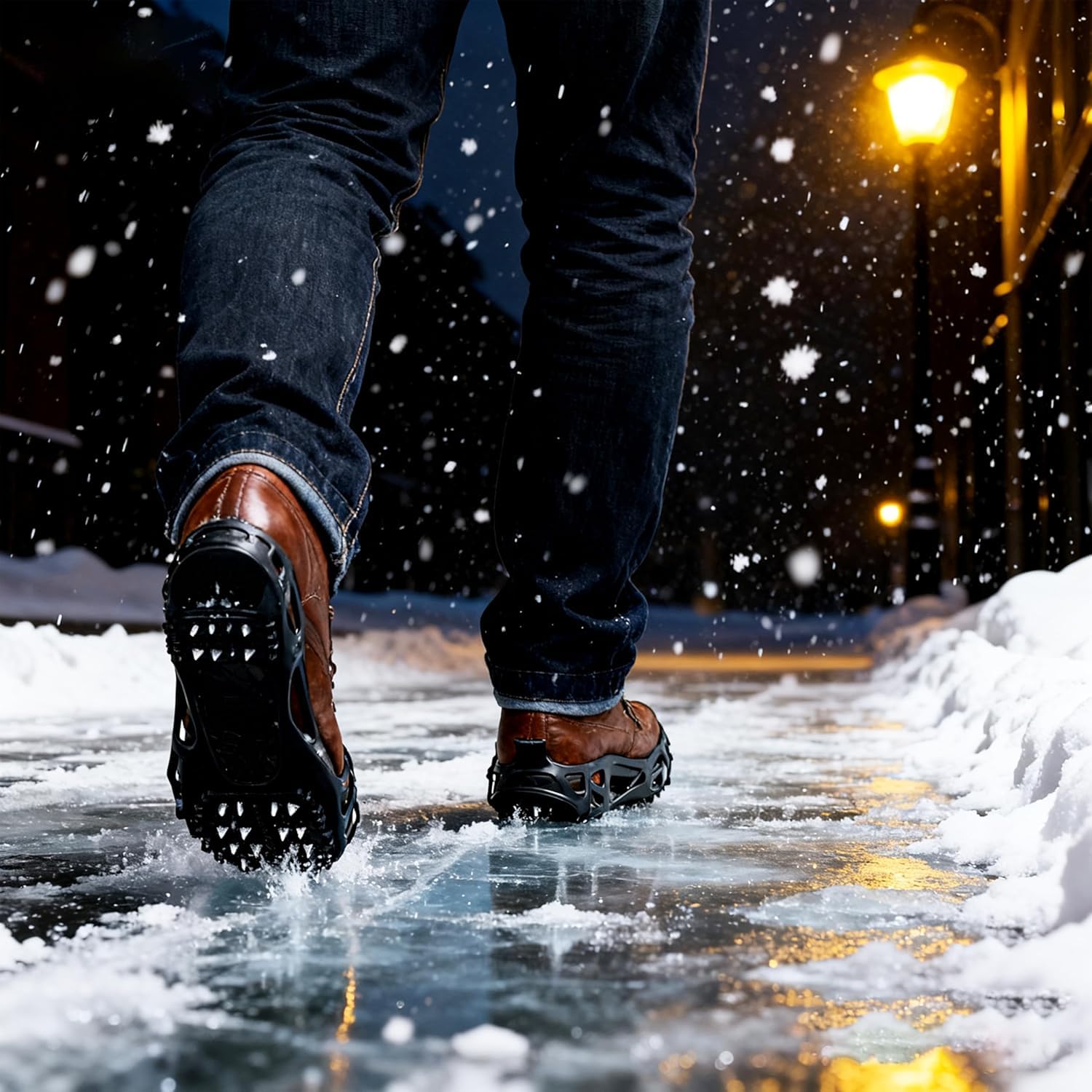 Ramponi per Scarponi 24 Denti Ramponcini da Neve Misure S/M/L/XL Ramponi da Ghiaccio Universali Ramponcini Scarpe Trekking Ice Tacchetti per Camminare, Escursionismo, Alpinismo in Inverno