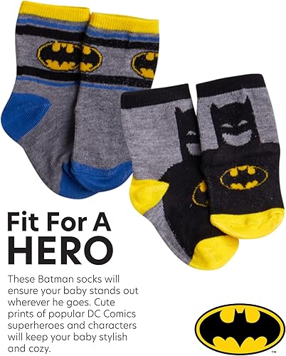 Miniatura 3 de DC Comics Calcetines para bebés niños y niñas, paquete de 12 calcetines de Batman, Wonder Woman, Superman, Liga de la Justicia, Super Girl (0-24M)