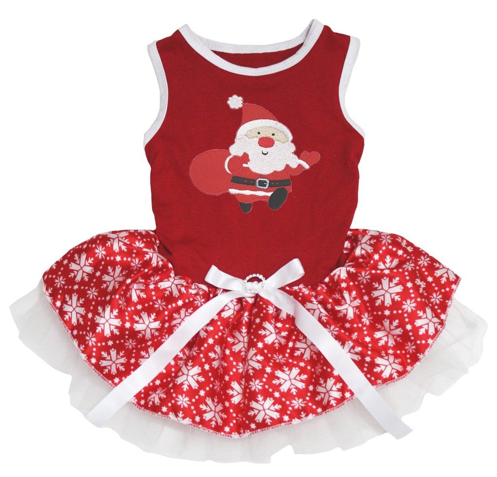Robe de Noël pour chien cadeau idéal sous le sapin avec motifs Père Noël et flocon de neige
