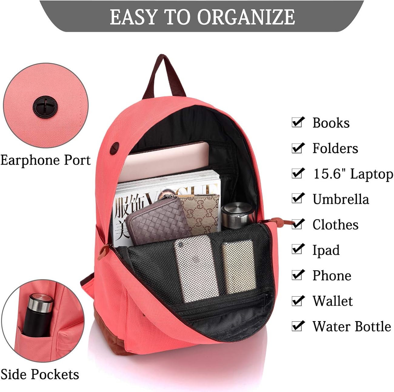 Cheapest 🛒 Backpack for Men Women,VASCHY Classic Water-resistant Lightweight Travel School Backpack Casual Daypack